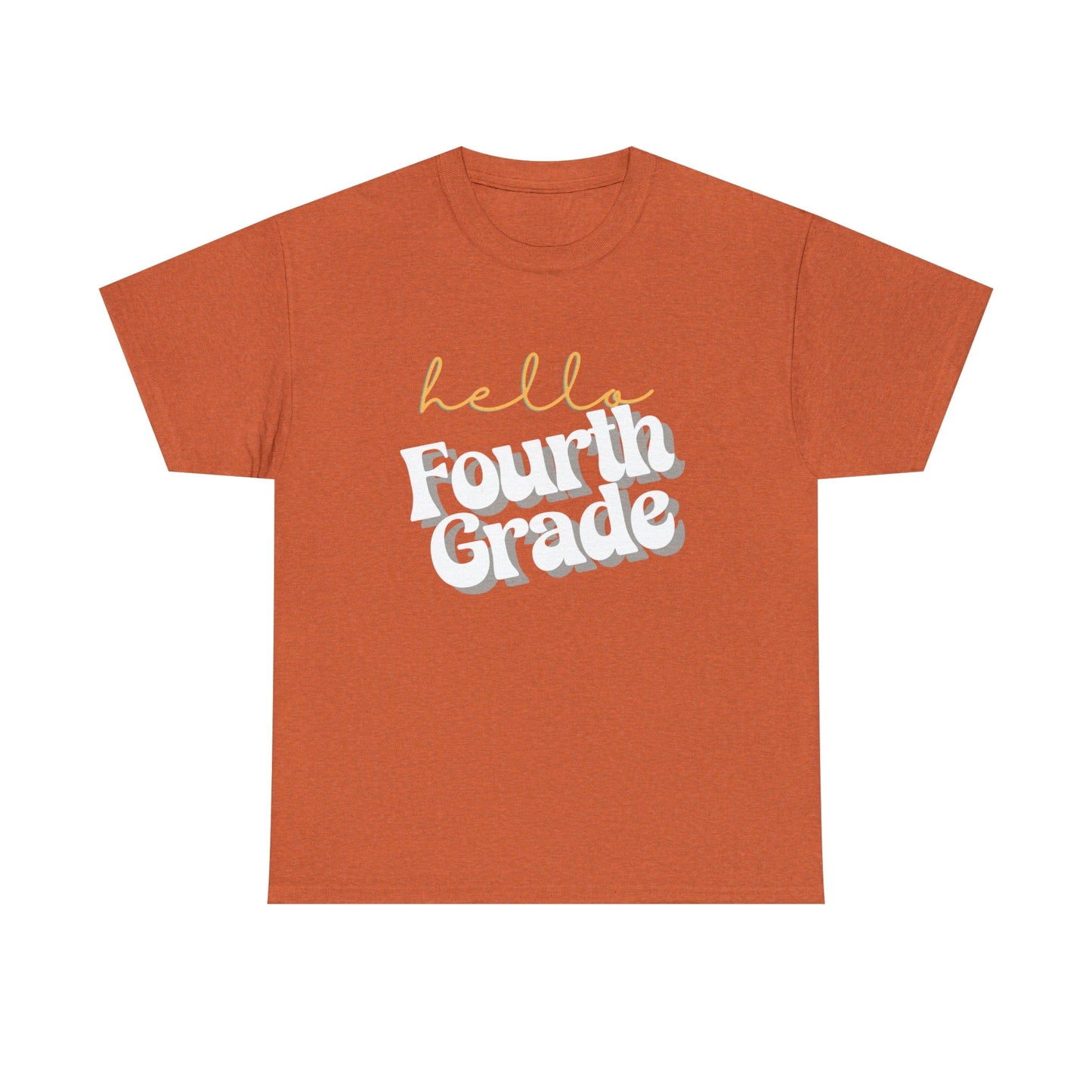 T-Shirt Antique Orange / S Hello Fourth Grade | Retro | ADULT Sizes | Cotton Tee