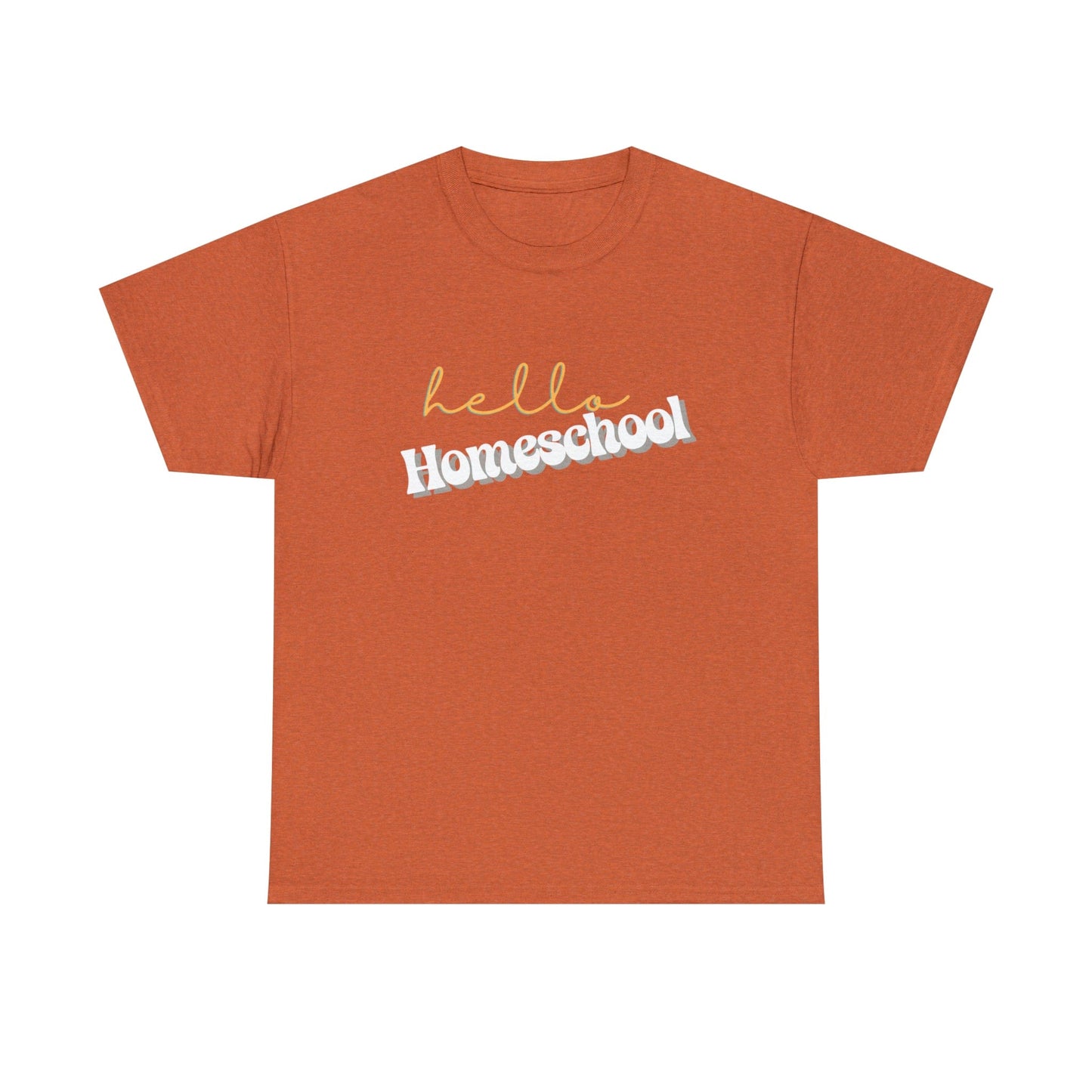 T-Shirt Antique Orange / S Hello Homeschool | Retro | ADULT Sizes | Cotton Tee