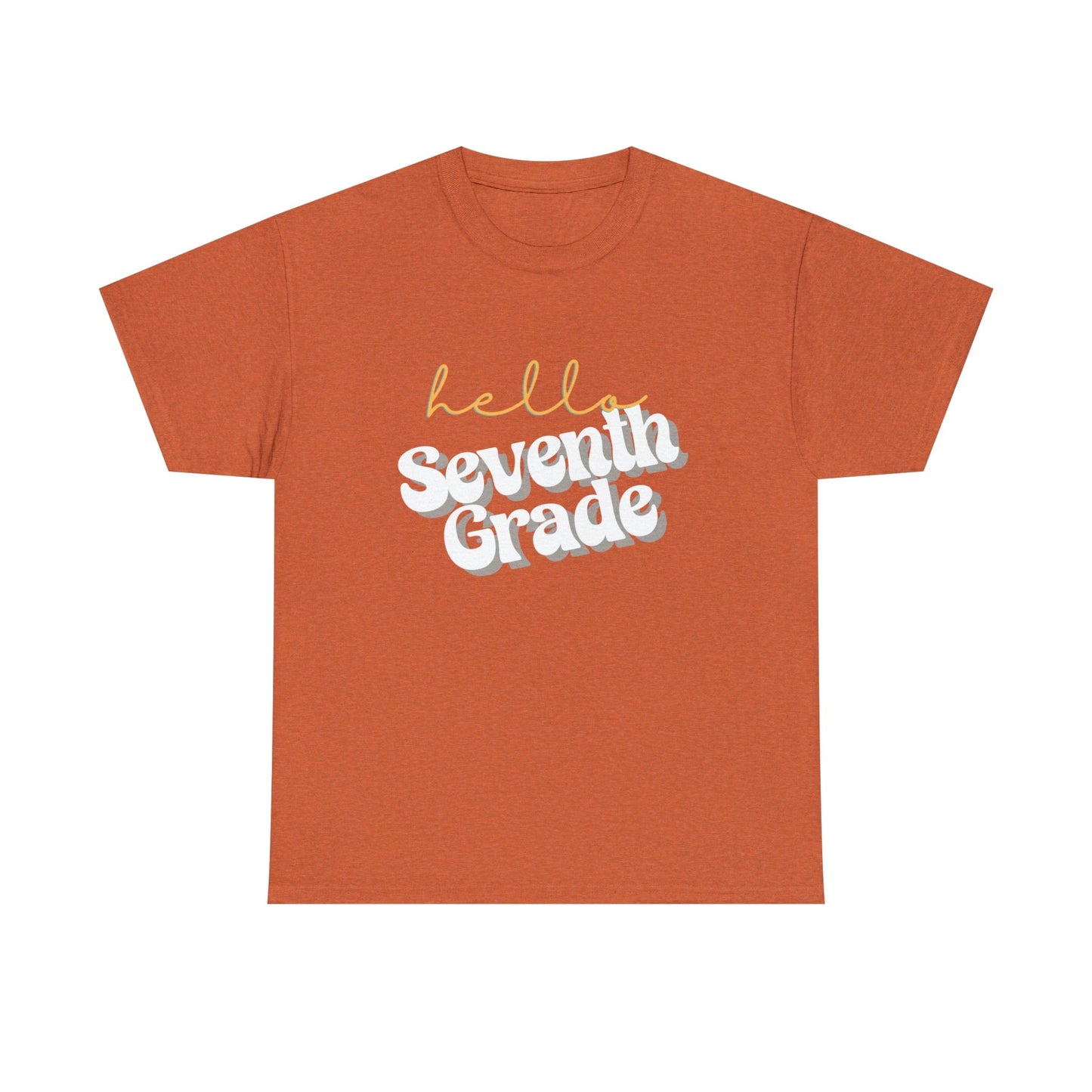 T-Shirt Antique Orange / S Hello Seventh Grade | Retro | ADULT Sizes | CottonTee