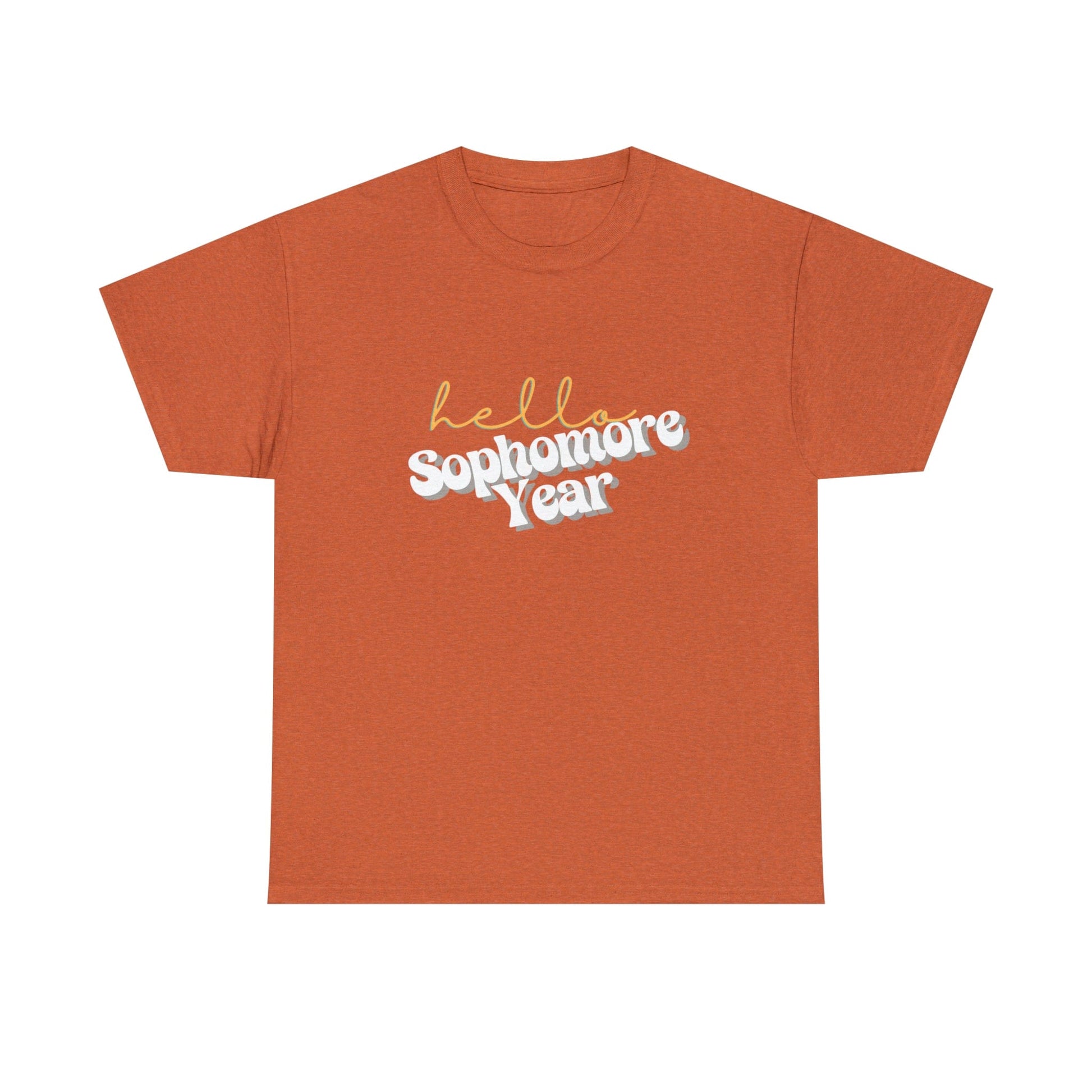 T-Shirt Antique Orange / S Hello Sophomore Year | Retro | ADULT Sizes | Cotton Tee