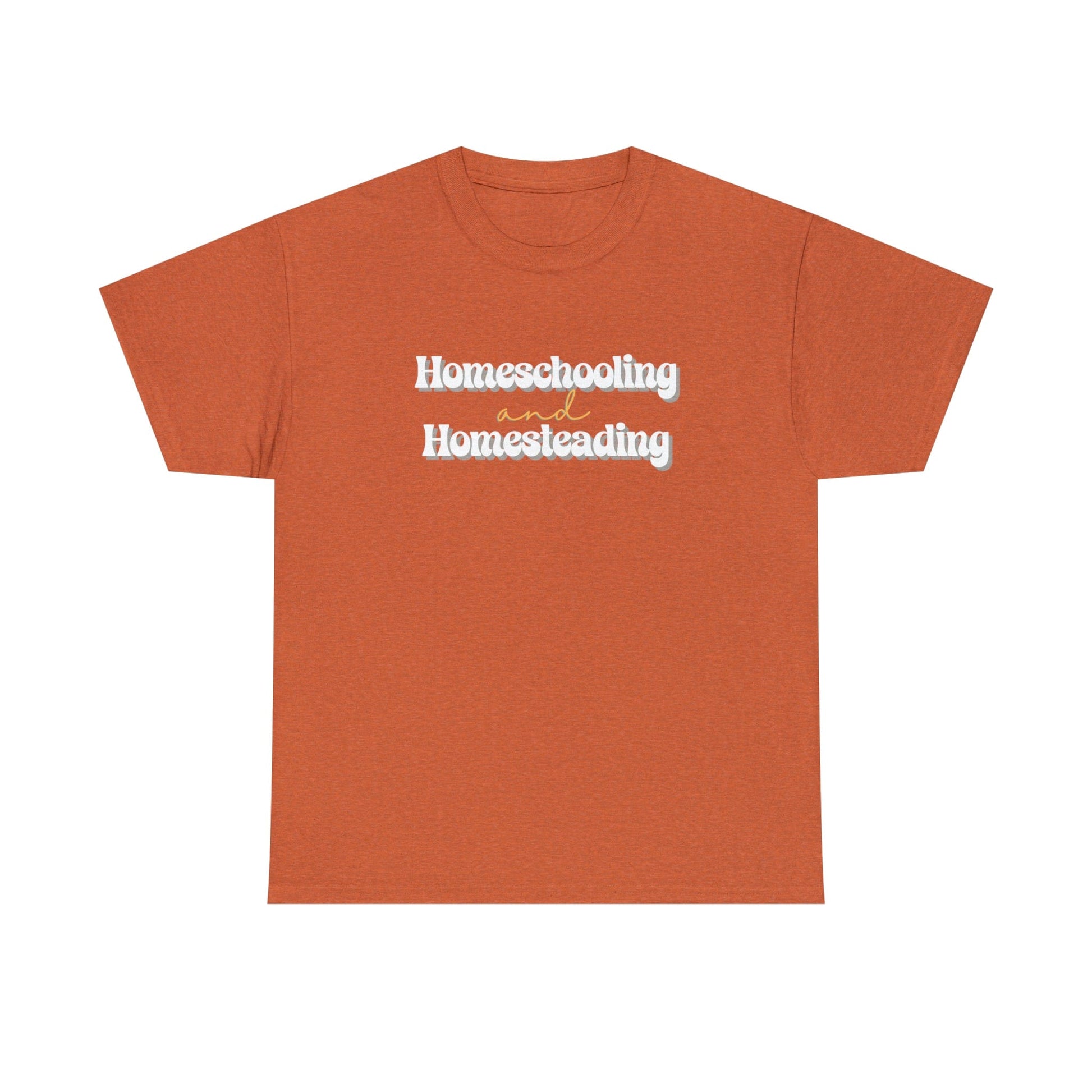 Printify T-Shirt Antique Orange / S Homeschooling and Homesteading | Retro | Cotton Tee