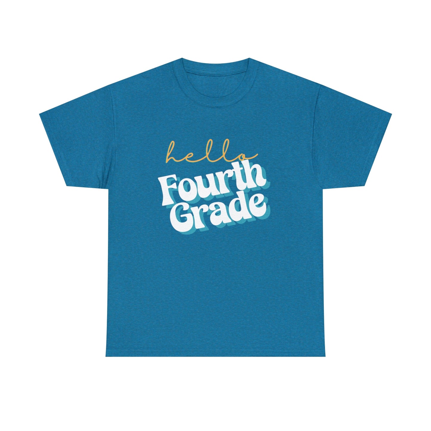 T-Shirt Antique Sapphire / S Hello Fourth Grade | Retro | ADULT Sizes | Cotton Tee