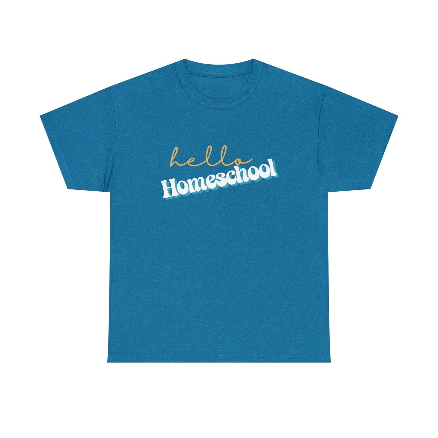 T-Shirt Antique Sapphire / S Hello Homeschool | Retro | ADULT Sizes | Cotton Tee