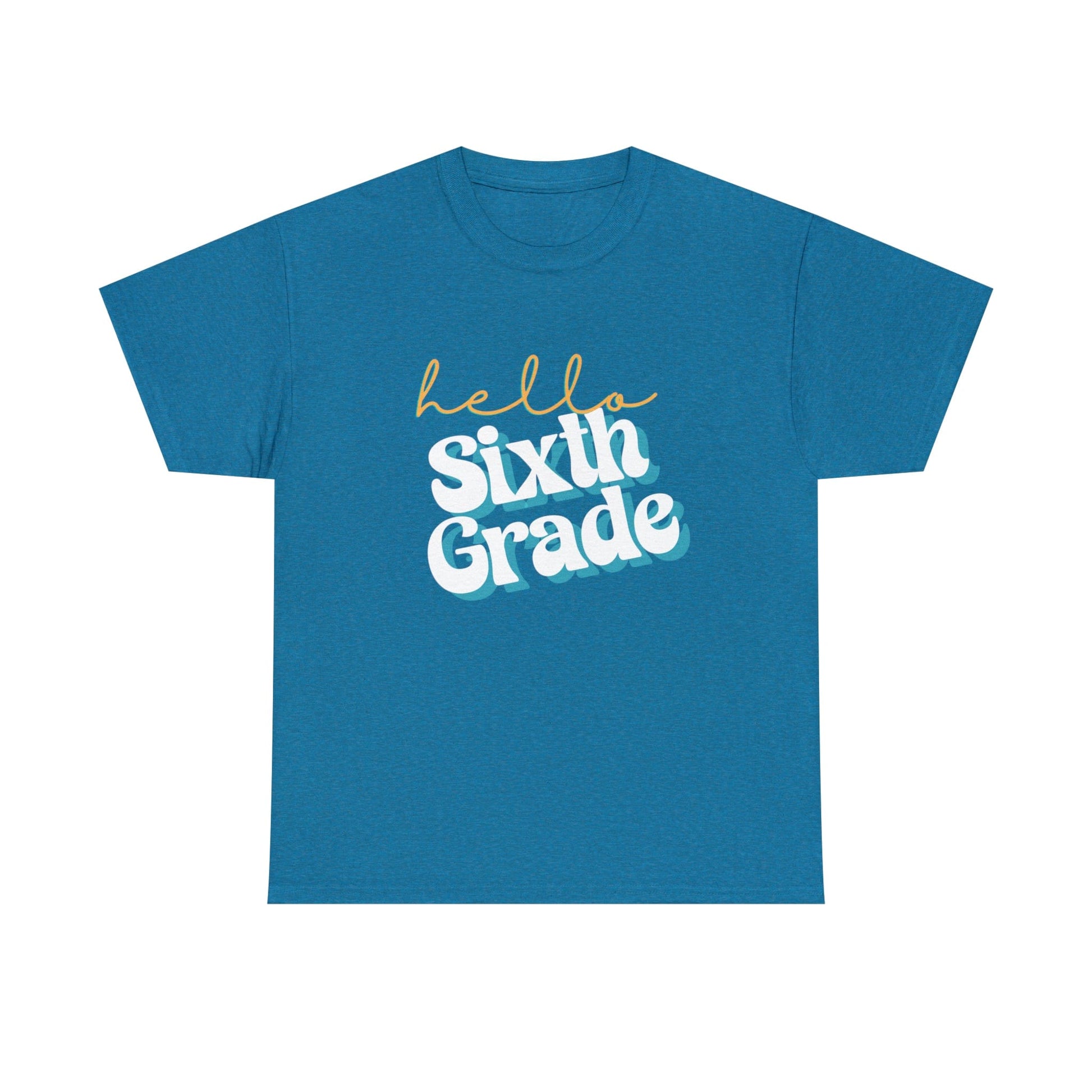 T-Shirt Antique Sapphire / S Hello Sixth Grade | Retro | ADULT Sizes | Cotton Tee