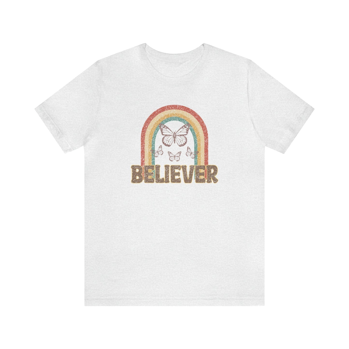 T-Shirt Ash / S Believer | Butterflies | Christian | Retro | Jersey Short Sleeve Tee