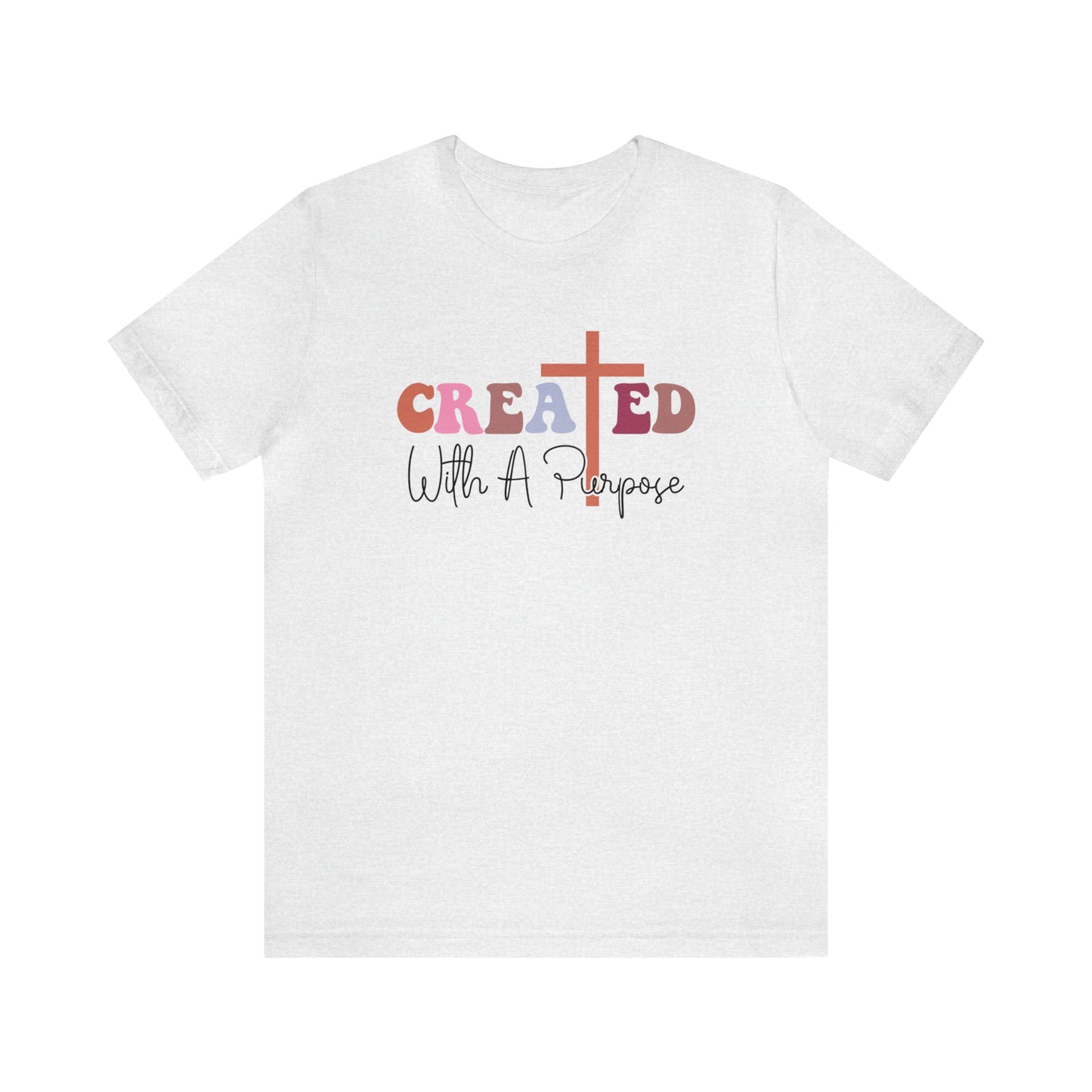 T-Shirt Ash / S Created With a Purpose | Christian | Retro | Jersey Short Sleeve Tee