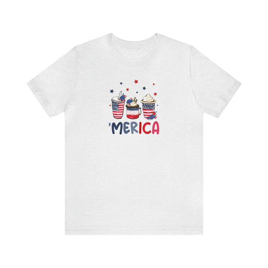 T-Shirt Ash / S 'Merica and Coffee | Patriotic Coffee | Jersey Short Sleeve Tee