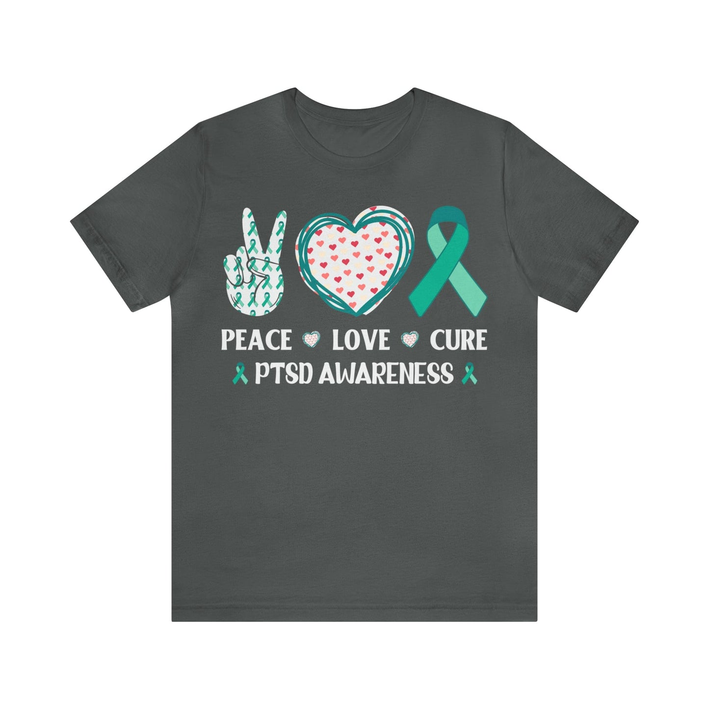 T-Shirt Asphalt / S PTSD Awareness | Peace Love Cure | Jersey Short Sleeve Tee