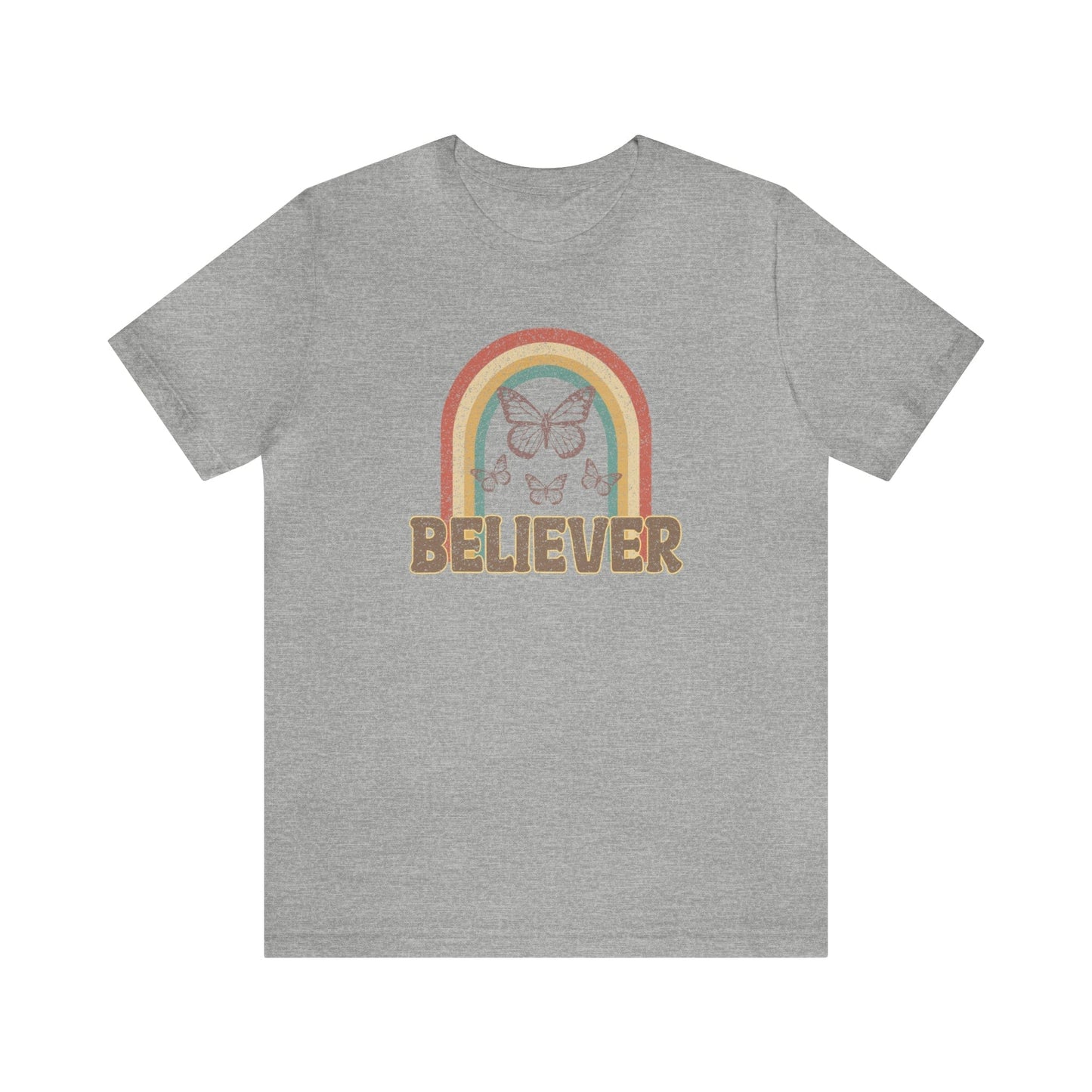 T-Shirt Athletic Heather / S Believer | Butterflies | Christian | Retro | Jersey Short Sleeve Tee