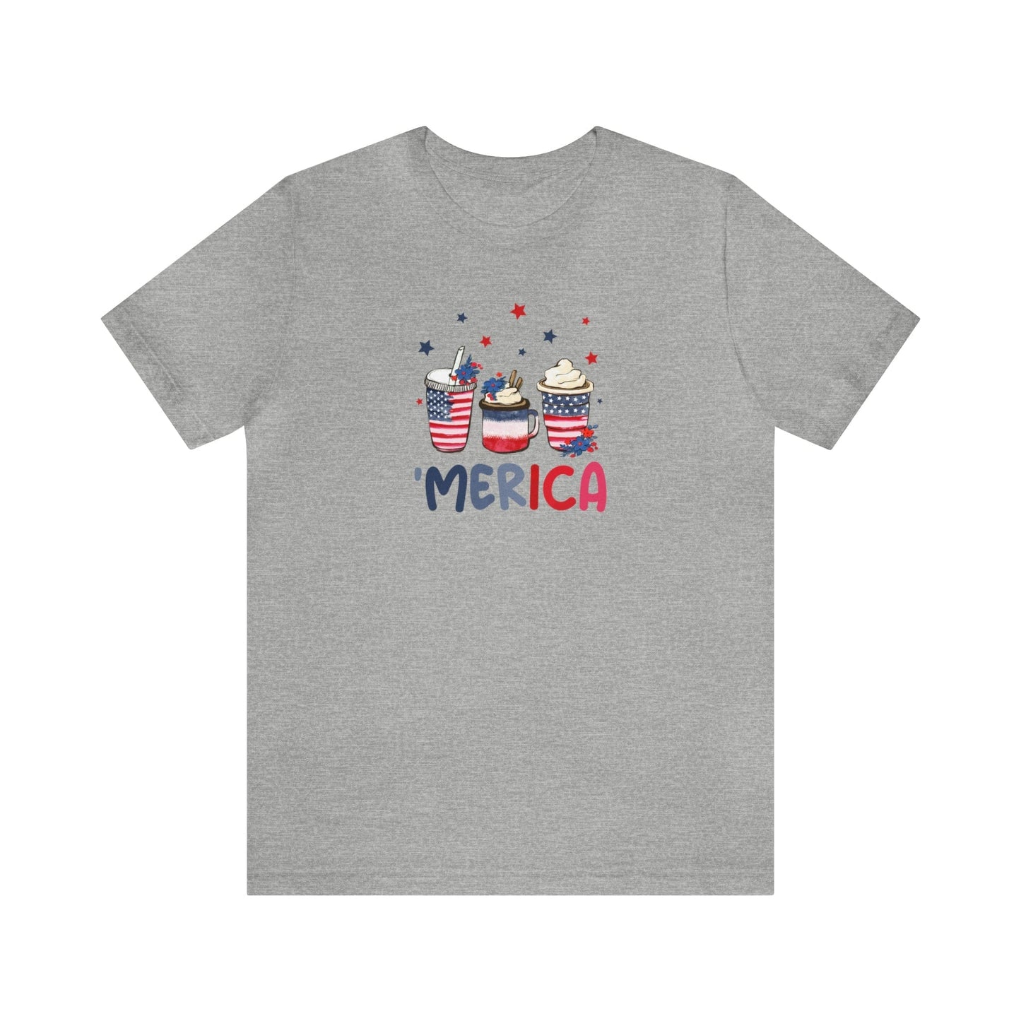 T-Shirt Athletic Heather / S 'Merica and Coffee | Patriotic Coffee | Jersey Short Sleeve Tee