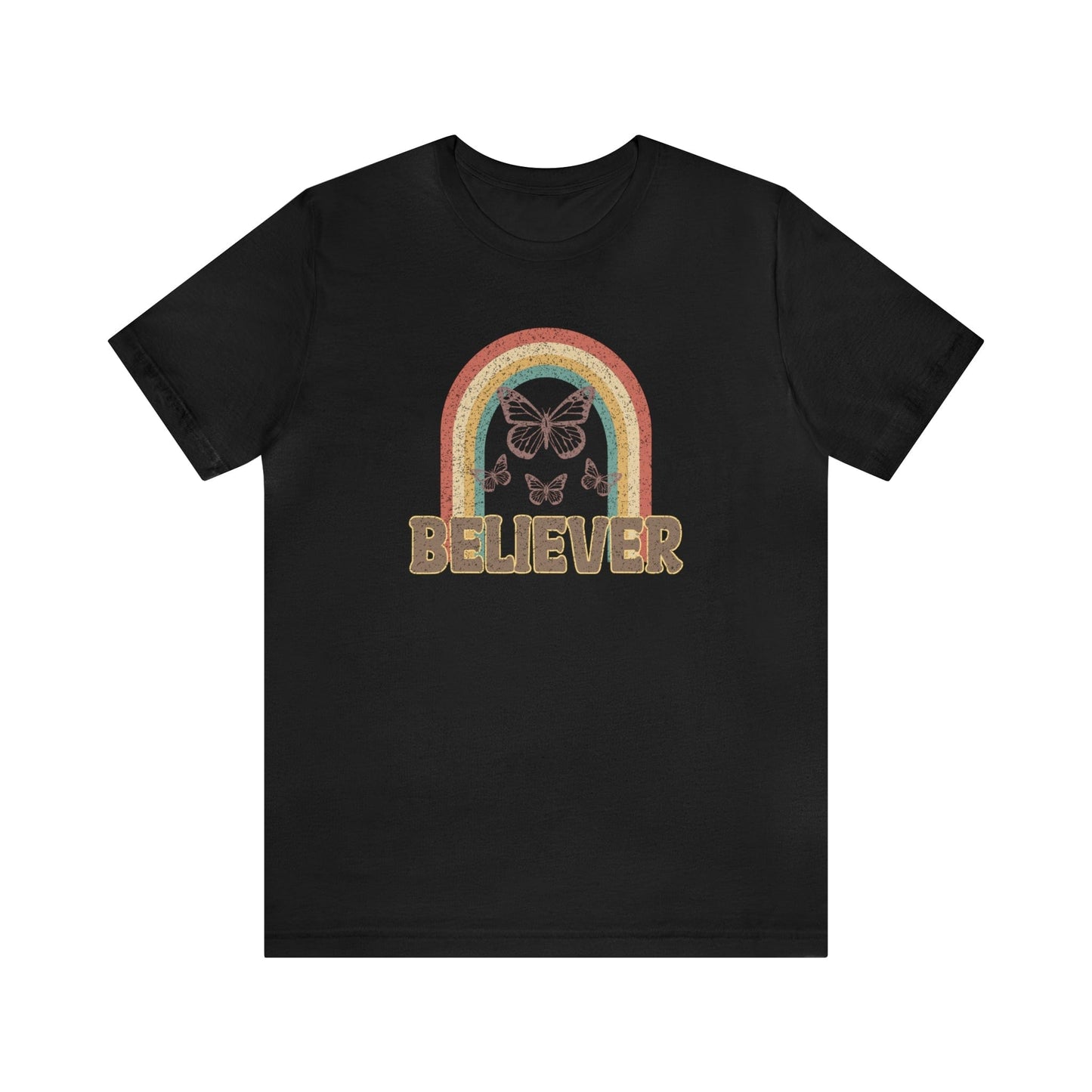 T-Shirt Black / S Believer | Butterflies | Christian | Retro | Jersey Short Sleeve Tee