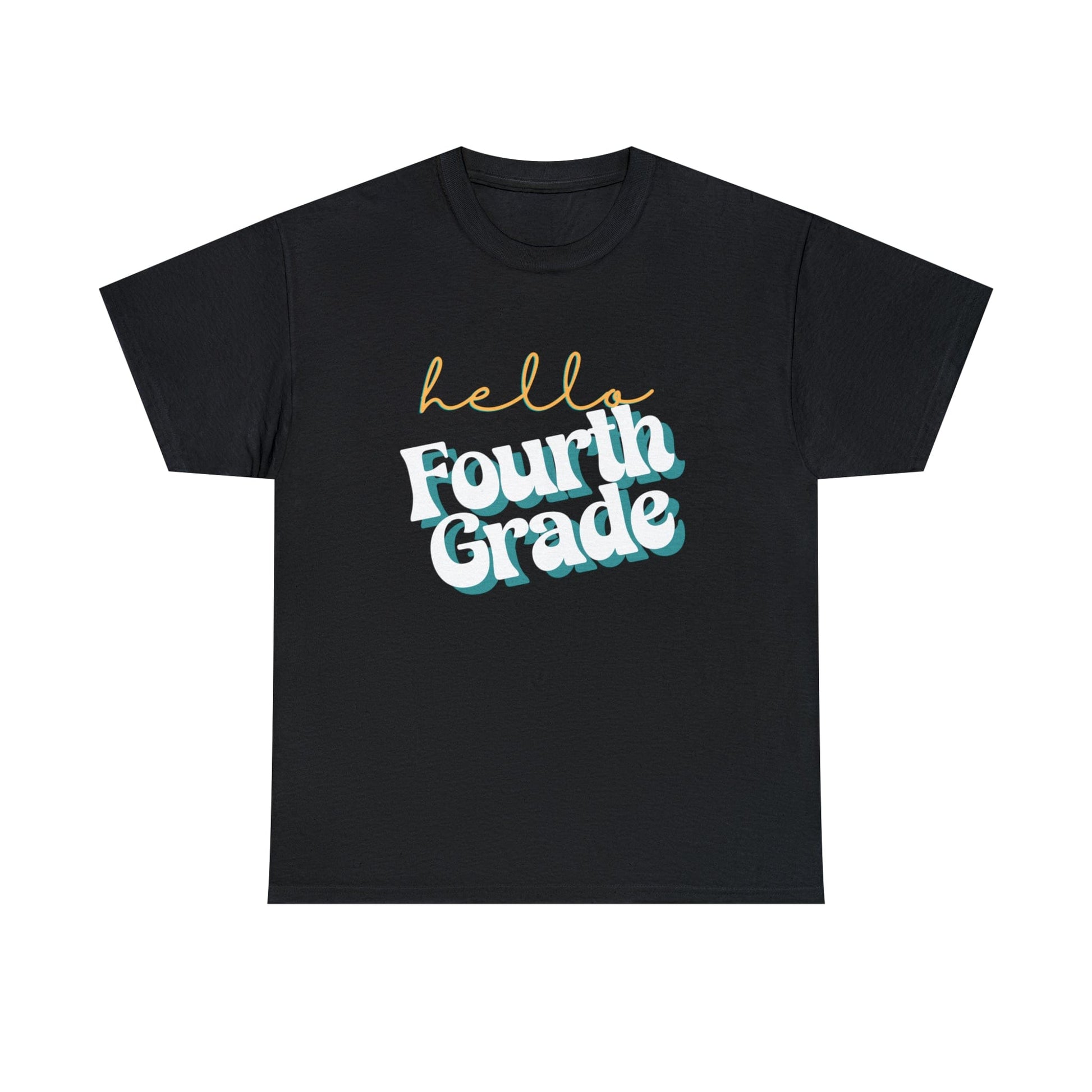 T-Shirt Black / S Hello Fourth Grade | Retro | ADULT Sizes | Cotton Tee