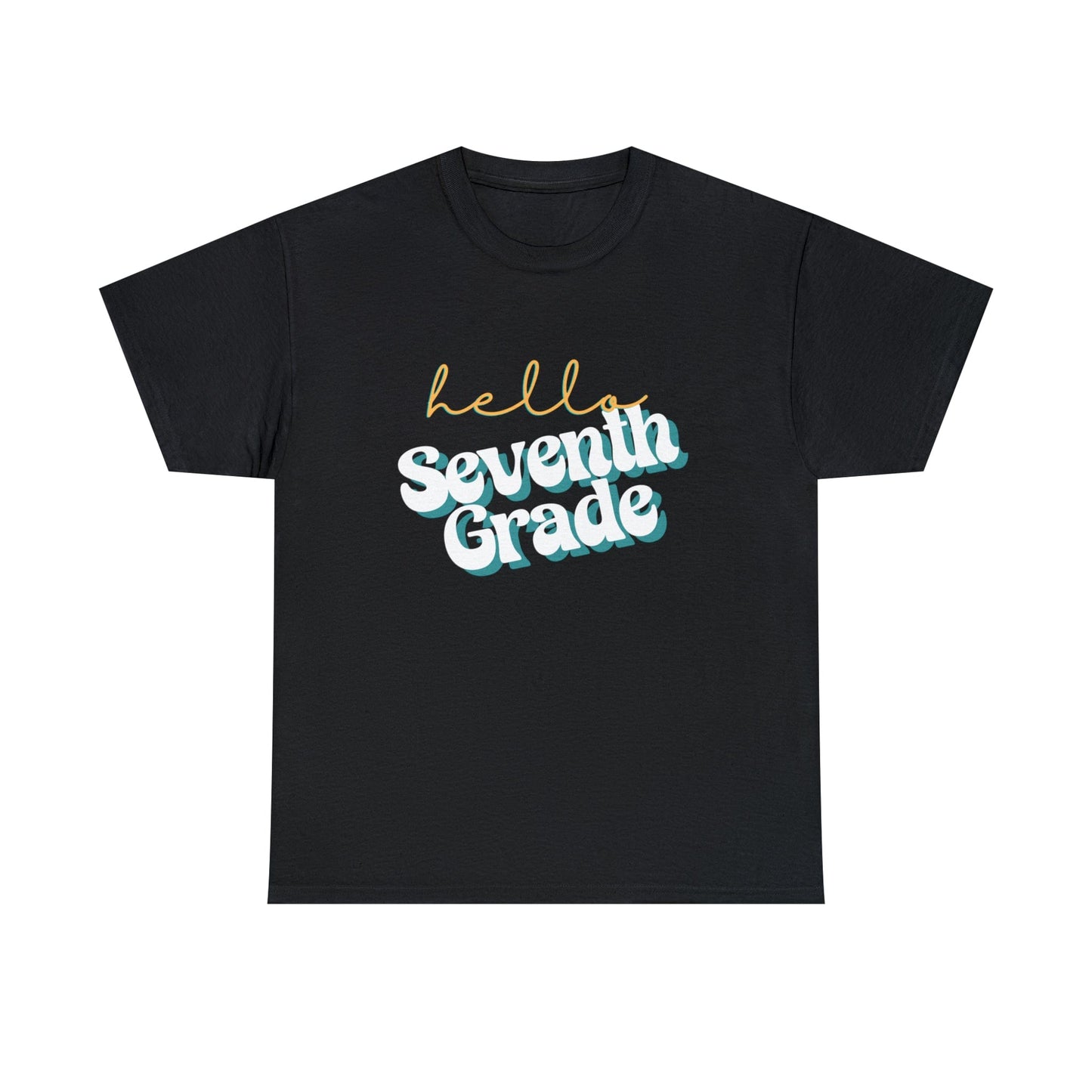 T-Shirt Black / S Hello Seventh Grade | Retro | ADULT Sizes | CottonTee