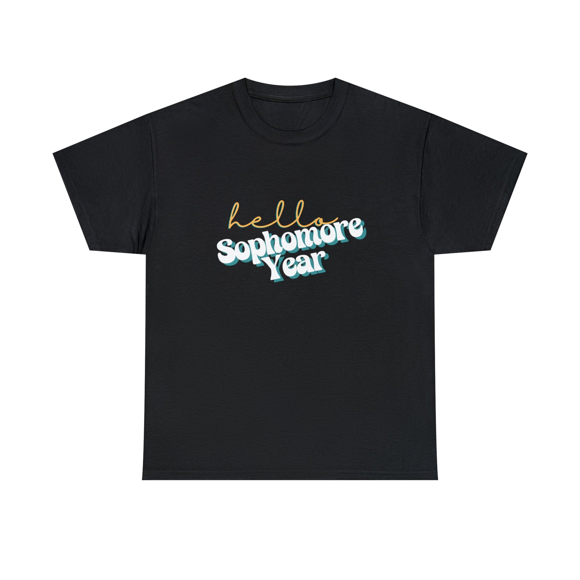 T-Shirt Black / S Hello Sophomore Year | Retro | ADULT Sizes | Cotton Tee