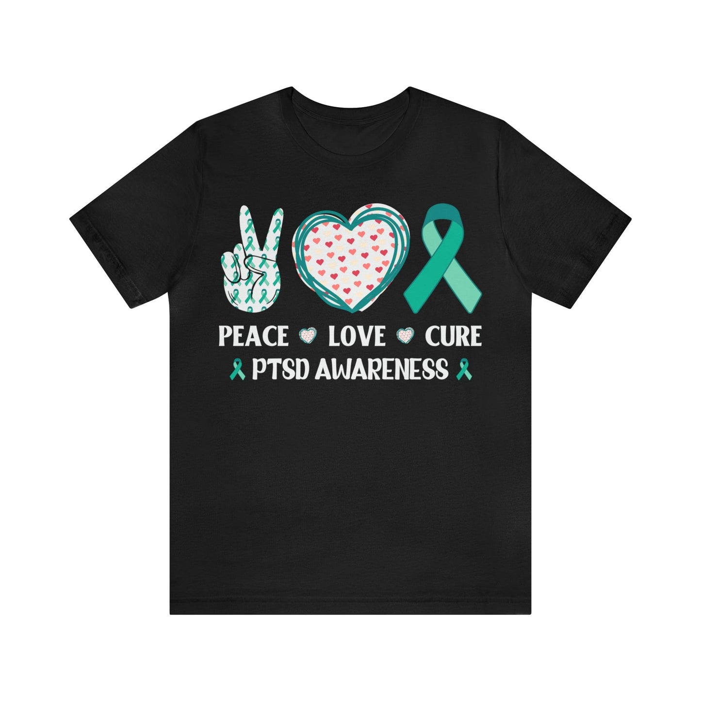 T-Shirt Black / S PTSD Awareness | Peace Love Cure | Jersey Short Sleeve Tee