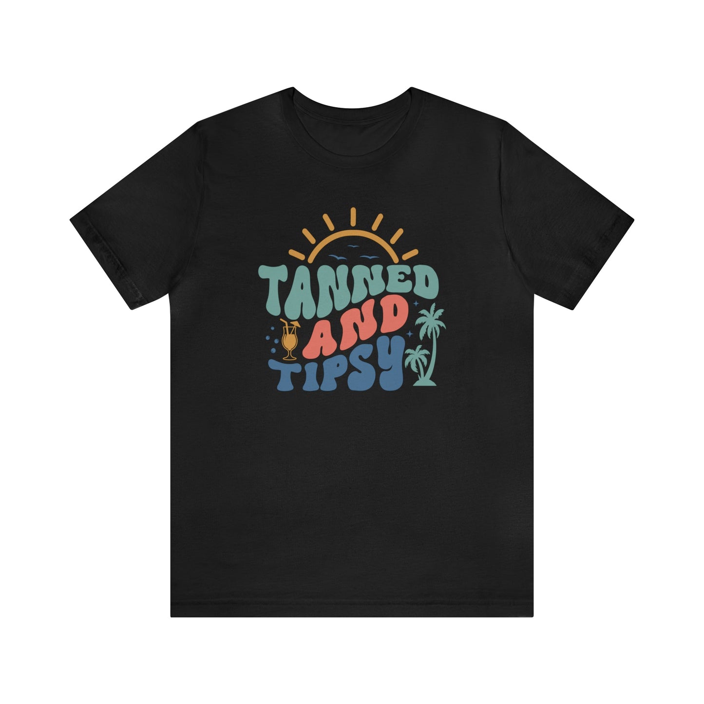 T-Shirt Black / S Tanned and Tipsy | Vacation | Summer | Jersey Short Sleeve Tee