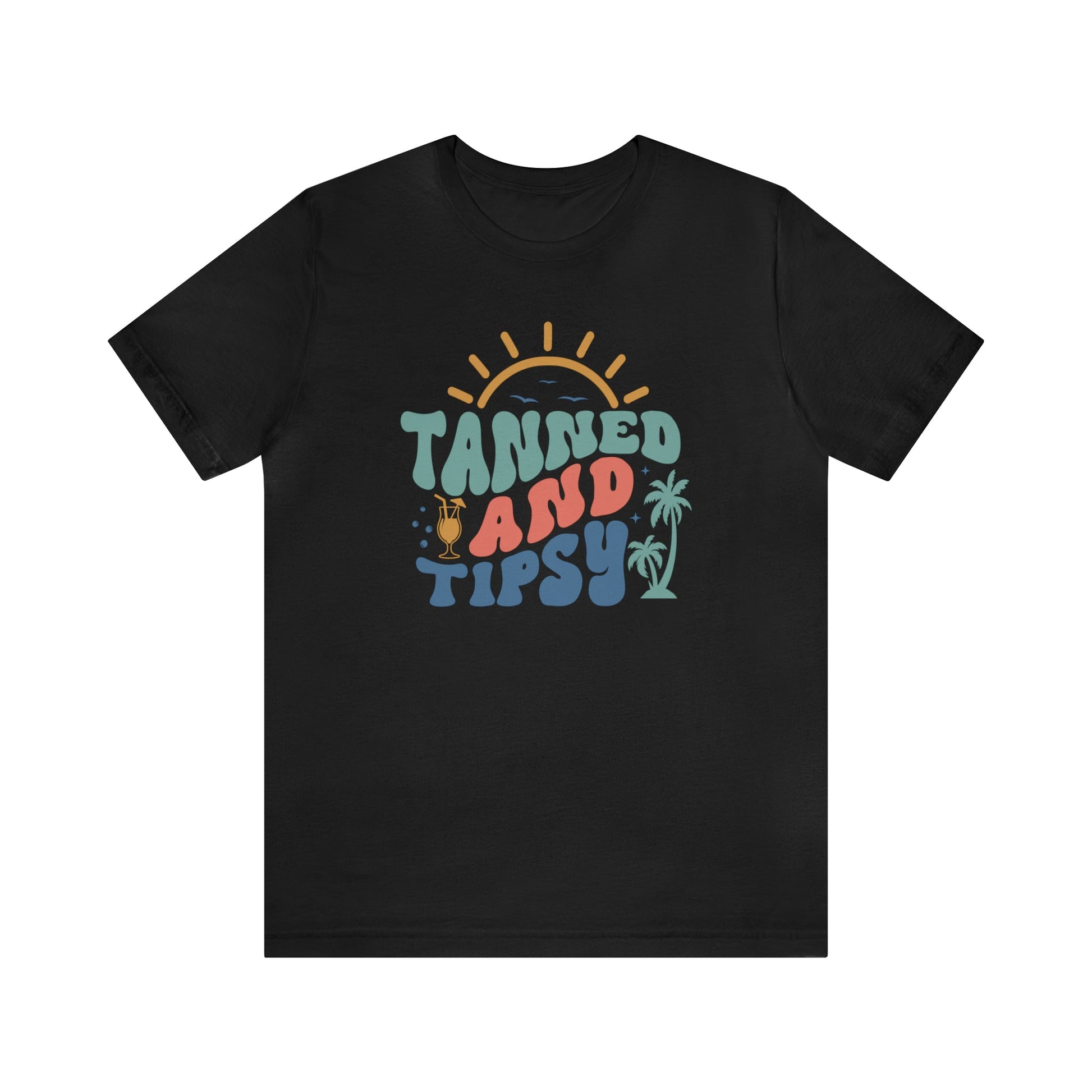 T-Shirt Black / S Tanned and Tipsy | Vacation | Summer | Jersey Short Sleeve Tee