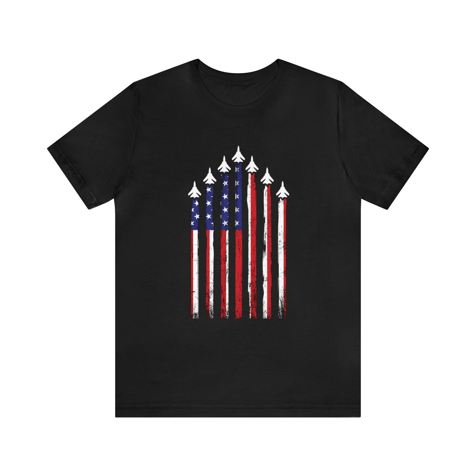 T-Shirt Black / XS Flag with Planes | US Air Force | Combat Pilots | Jersey Short Sleeve Tee