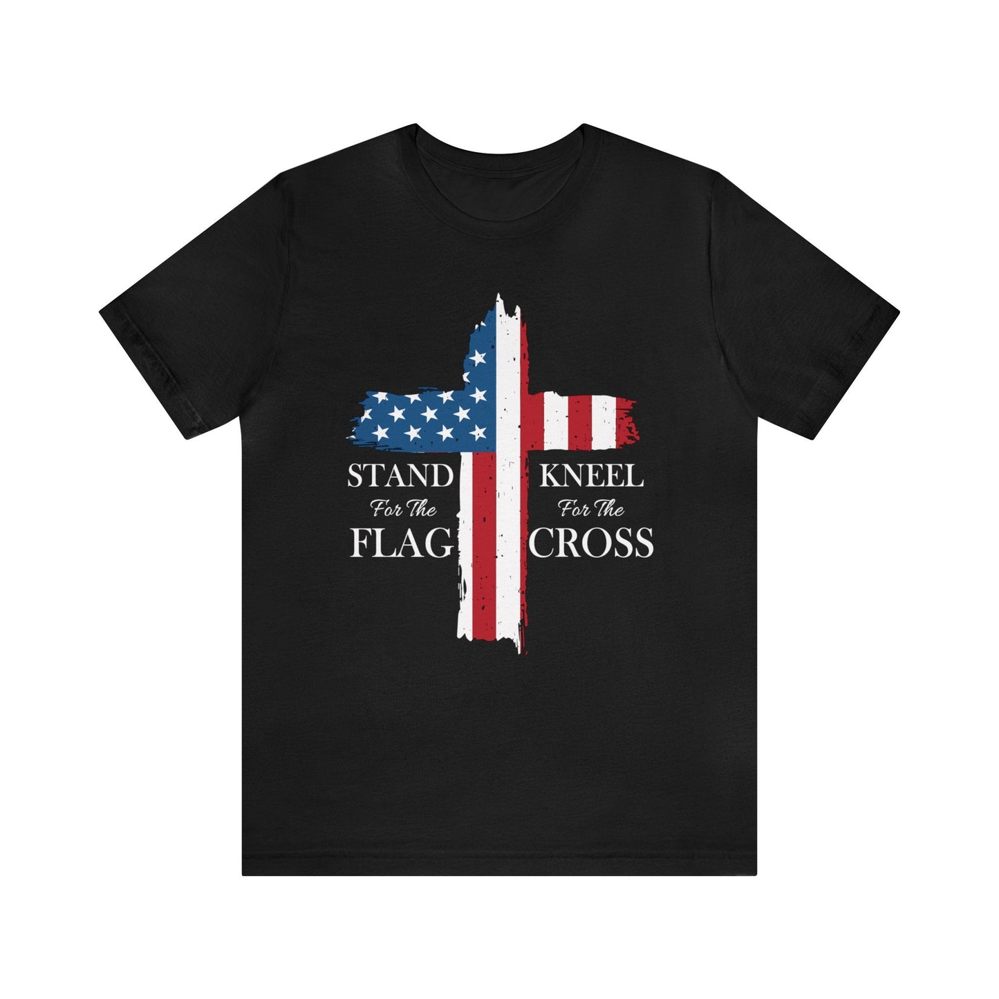 T-Shirt Black / XS Stand for the Flag | Kneel for the Cross | Patriotic | Jersey Short Sleeve Tee