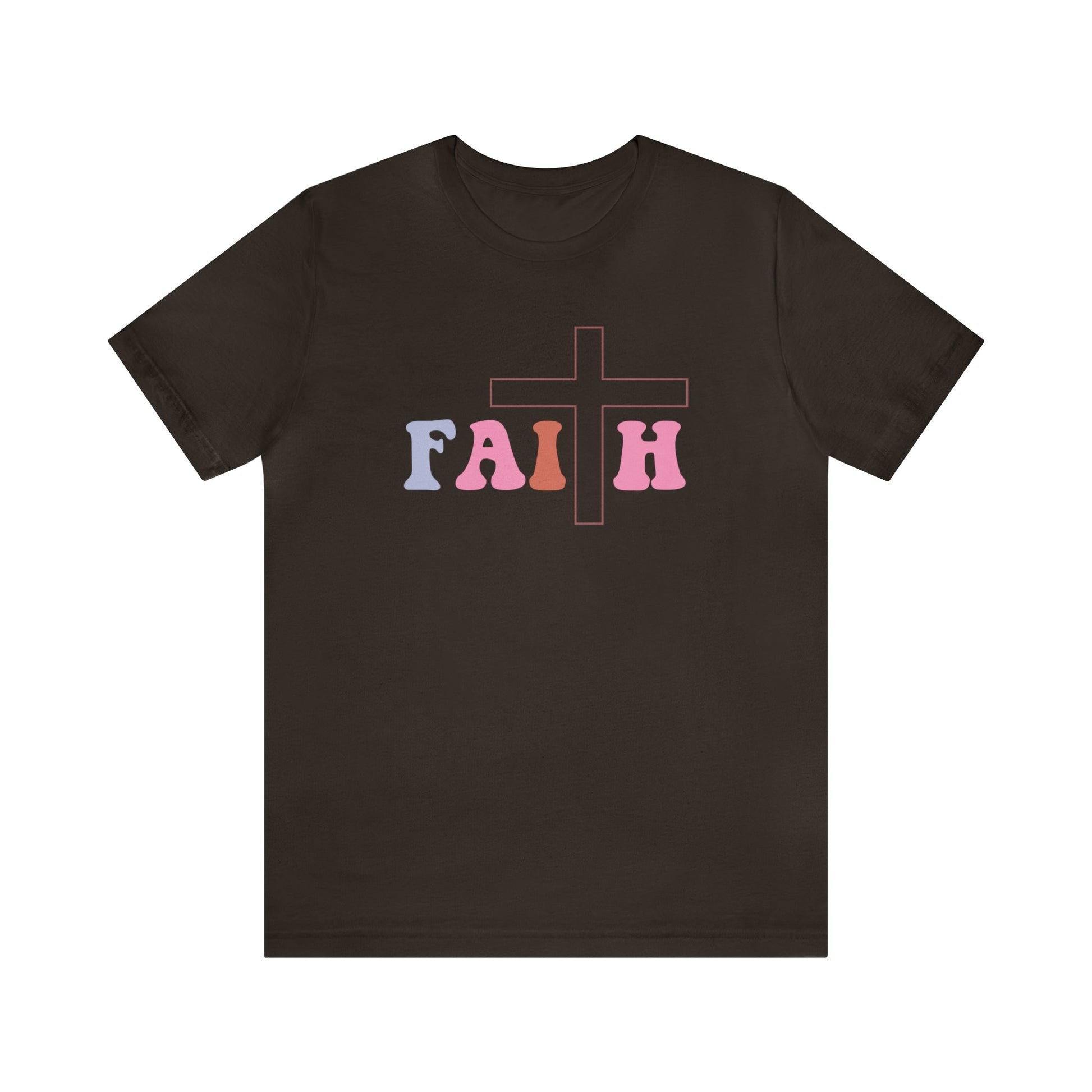 T-Shirt Brown / S Faith | Christian | Retro | Jersey Short Sleeve Tee