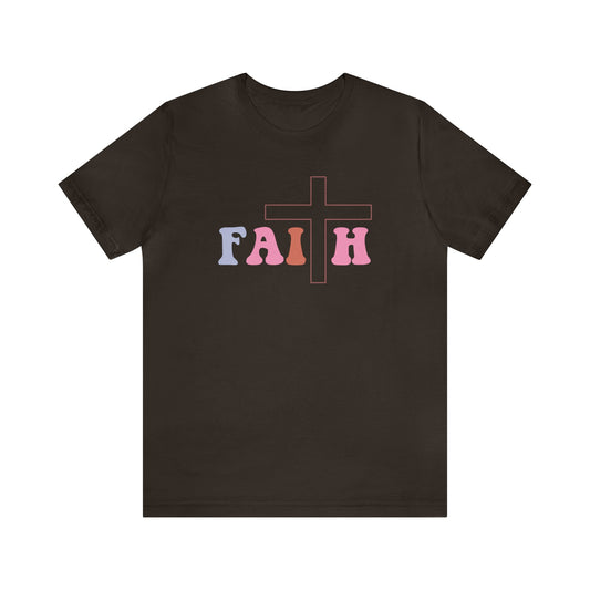 T-Shirt Brown / S Faith | Christian | Retro | Jersey Short Sleeve Tee