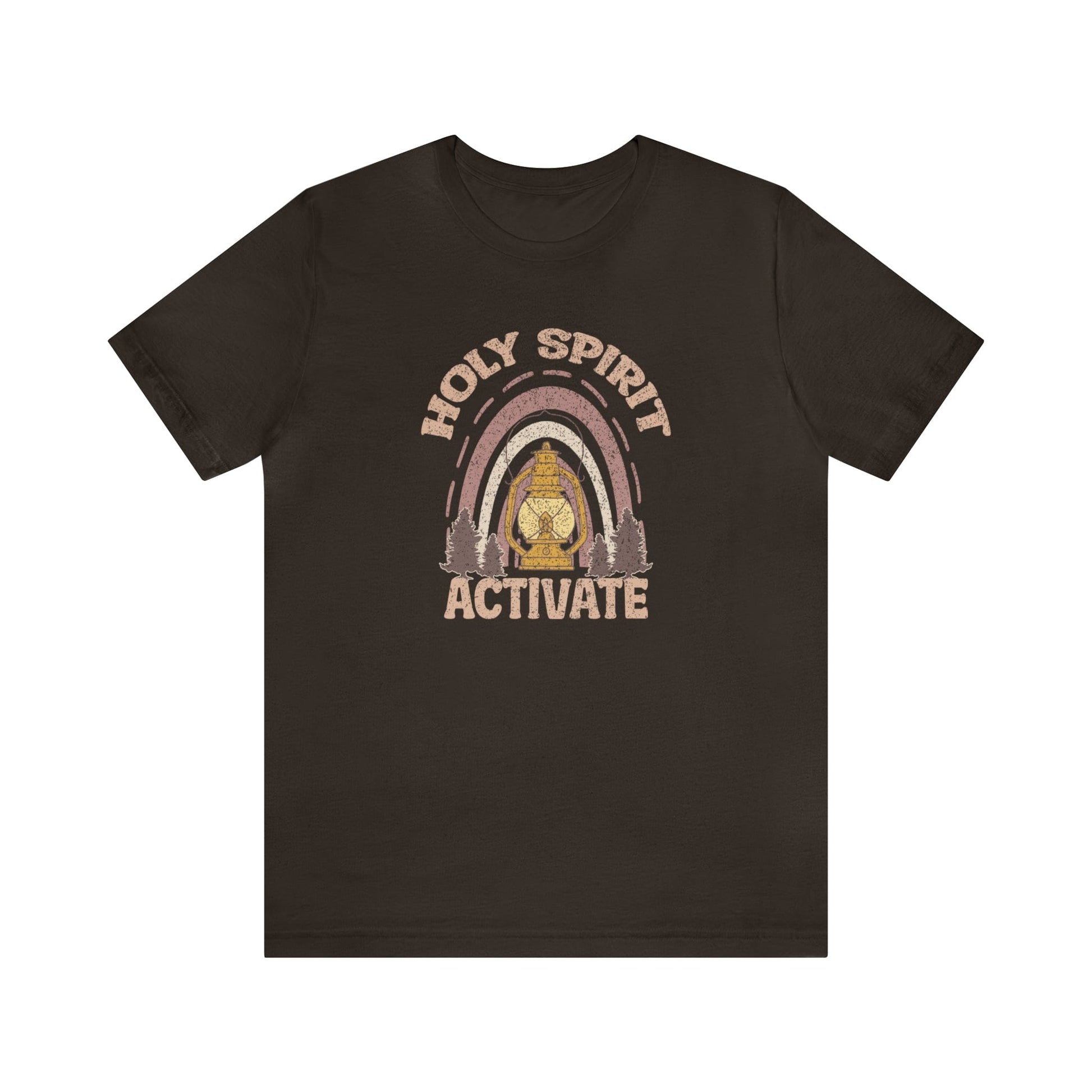 T-Shirt Brown / S Holy Spirit Activate | Christian | Retro | Jersey Short Sleeve Tee