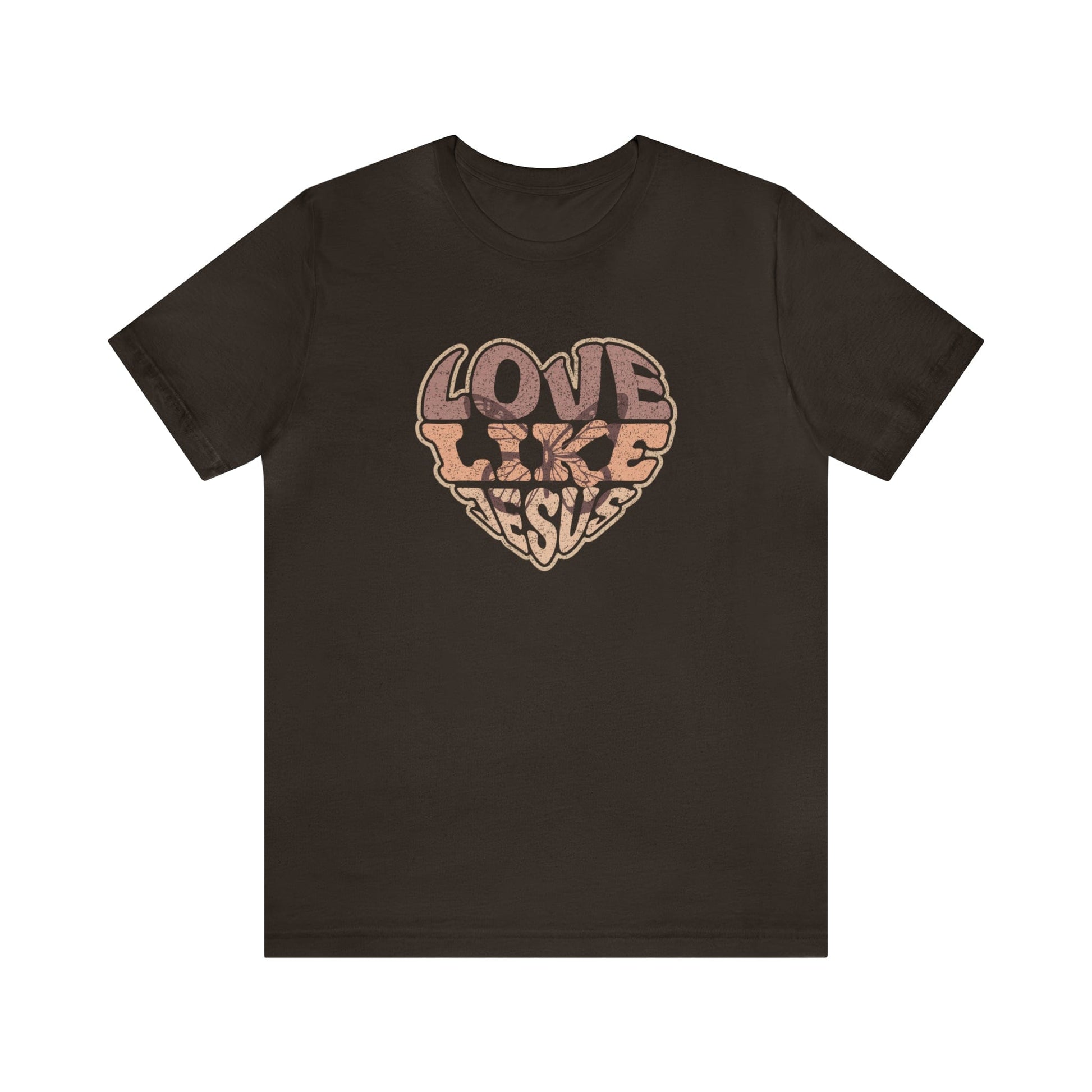 T-Shirt Brown / S Love Like Jesus | Christian | Retro | Jersey Short Sleeve Tee