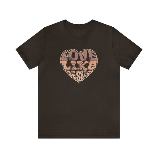 T-Shirt Brown / S Love Like Jesus | Christian | Retro | Jersey Short Sleeve Tee