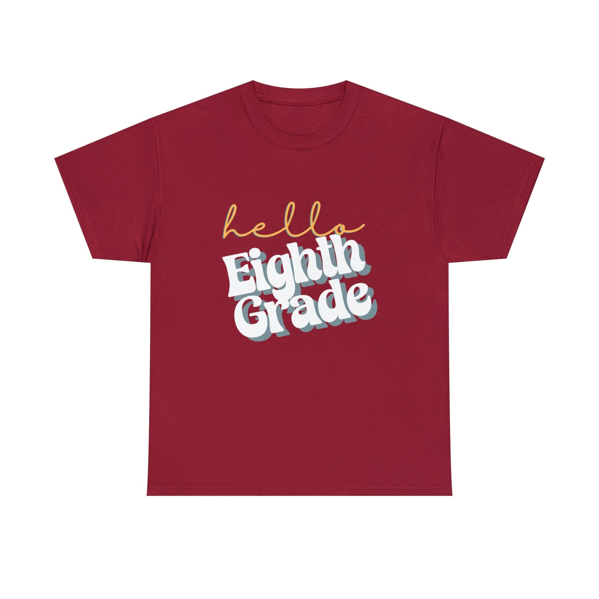 T-Shirt Cardinal Red / S Hello Eighth Grade | Retro | ADULT Sizes | Cotton Tee