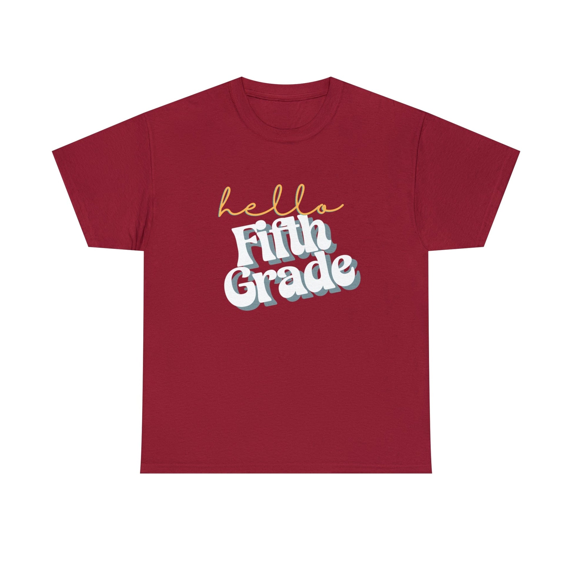 T-Shirt Cardinal Red / S Hello Fifth Grade | Retro | ADULT Sizes | Cotton Tee