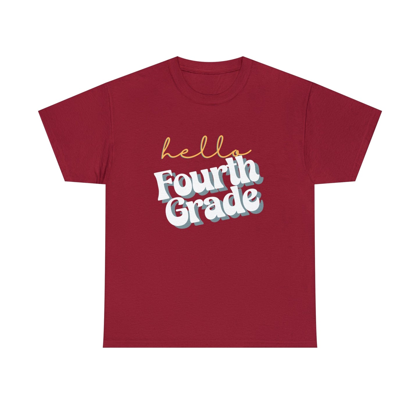 T-Shirt Cardinal Red / S Hello Fourth Grade | Retro | ADULT Sizes | Cotton Tee