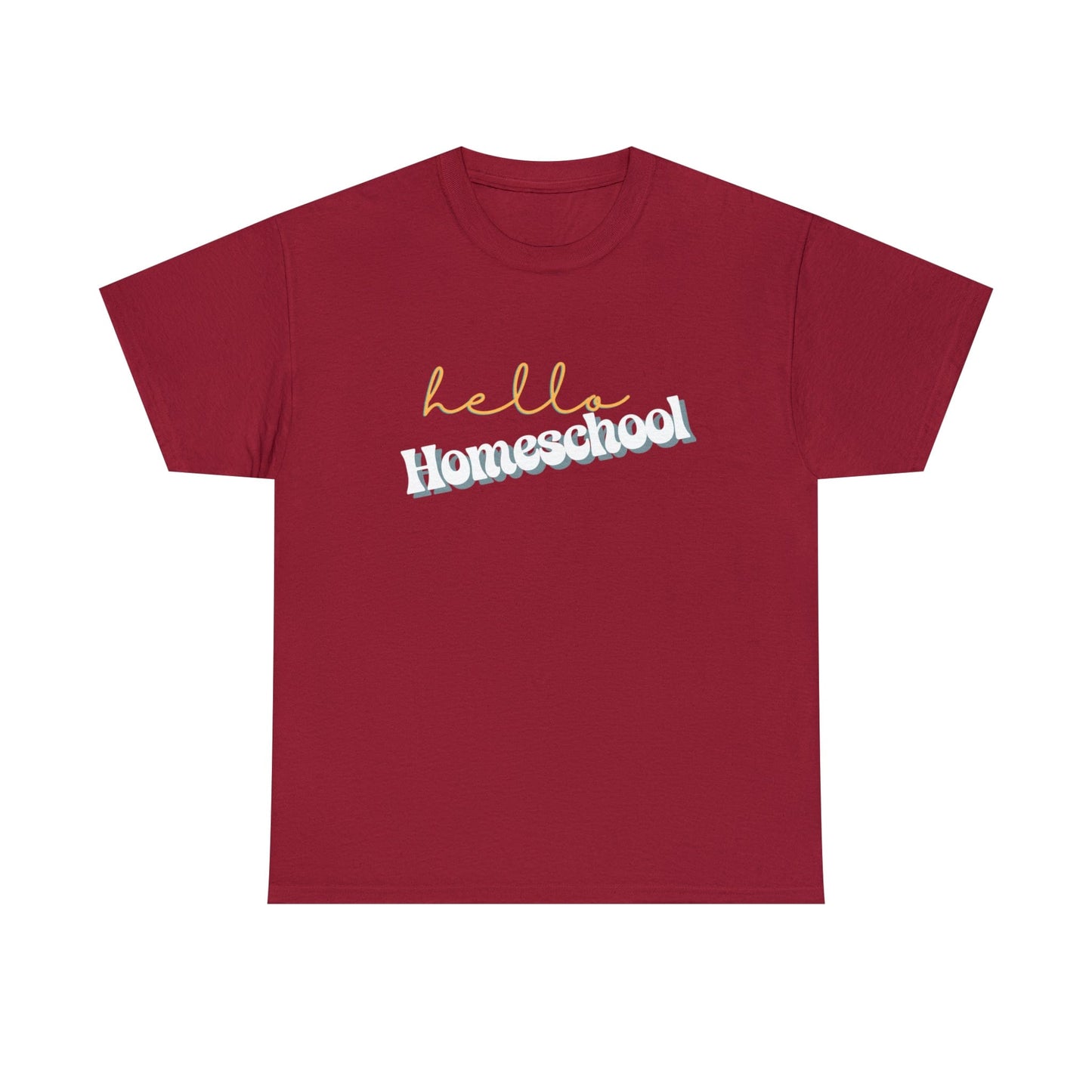 T-Shirt Cardinal Red / S Hello Homeschool | Retro | ADULT Sizes | Cotton Tee