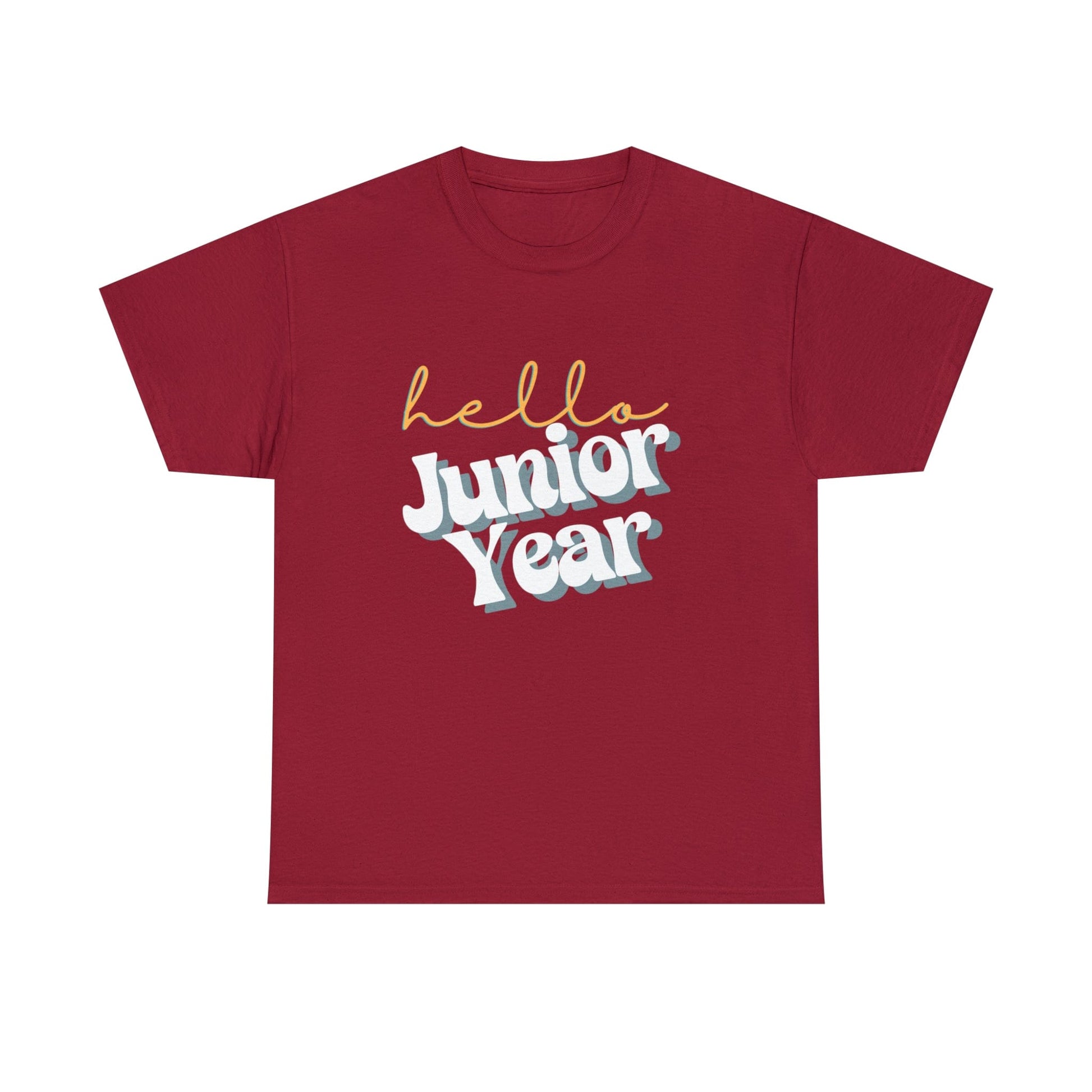 T-Shirt Cardinal Red / S Hello Junior Year | Retro | ADULT Sizes | Cotton Tee