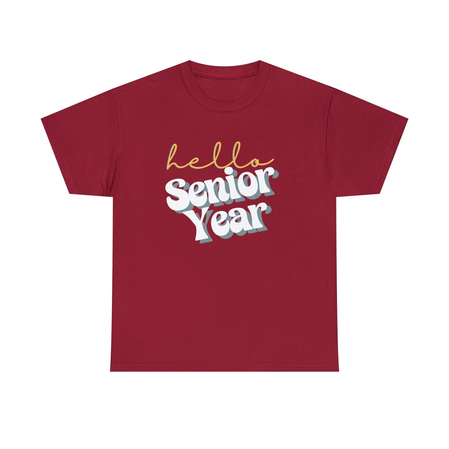 T-Shirt Cardinal Red / S Hello Senior Year | Retro | ADULT Sizes | Cotton Tee