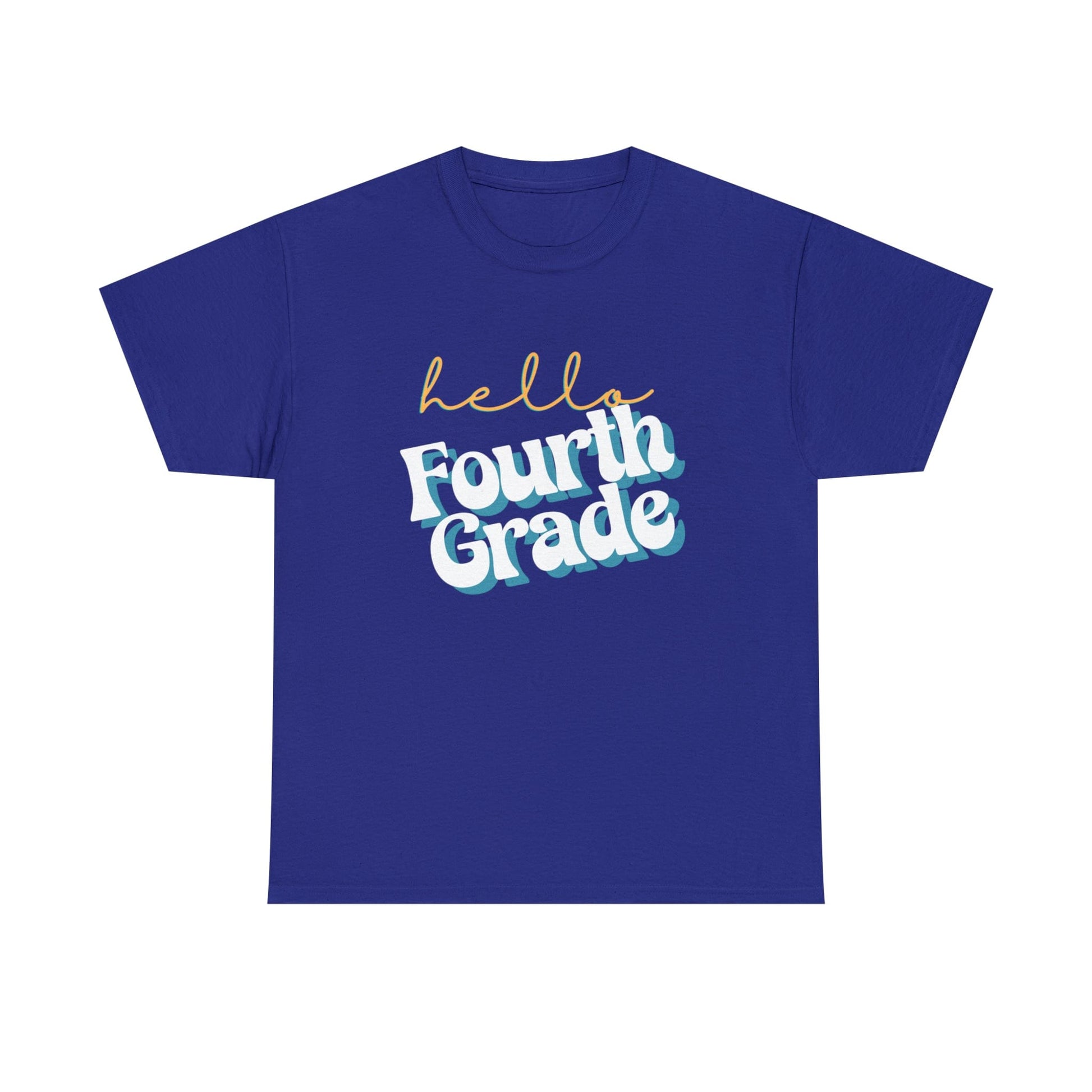 T-Shirt Cobalt / S Hello Fourth Grade | Retro | ADULT Sizes | Cotton Tee