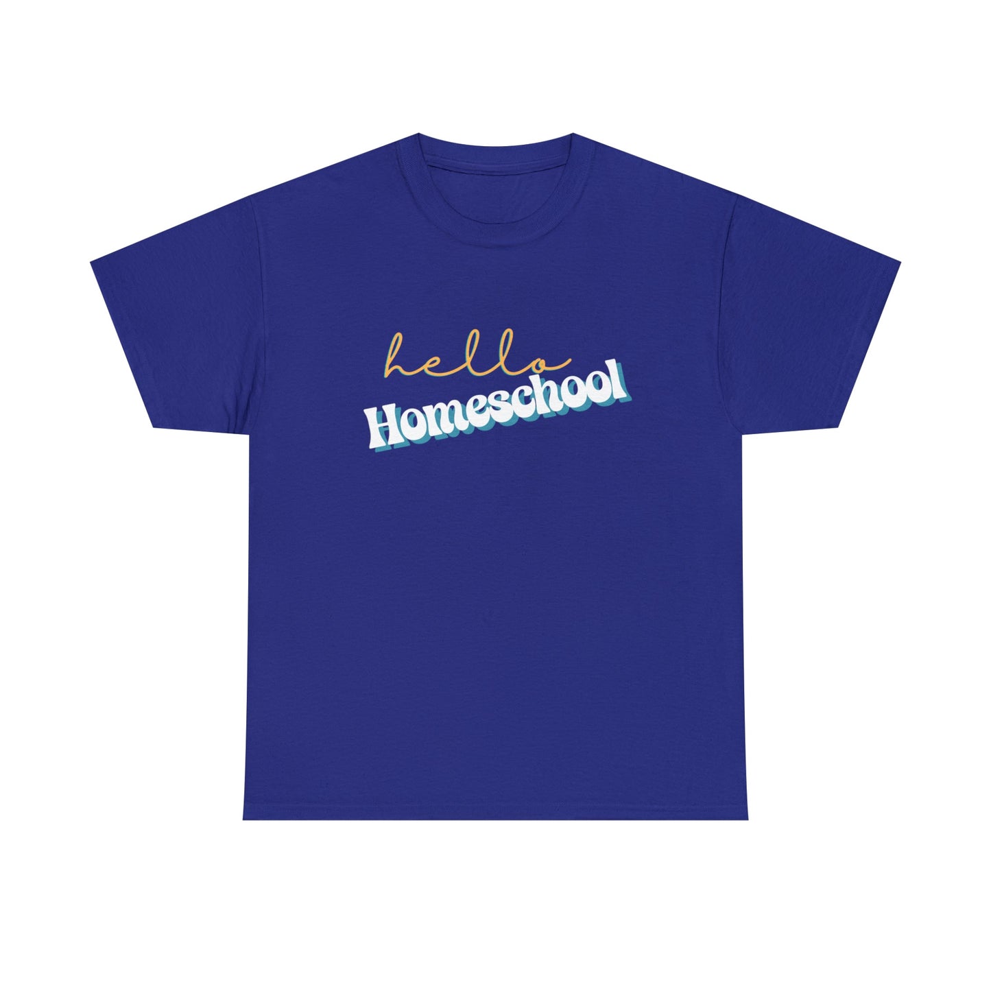 T-Shirt Cobalt / S Hello Homeschool | Retro | ADULT Sizes | Cotton Tee