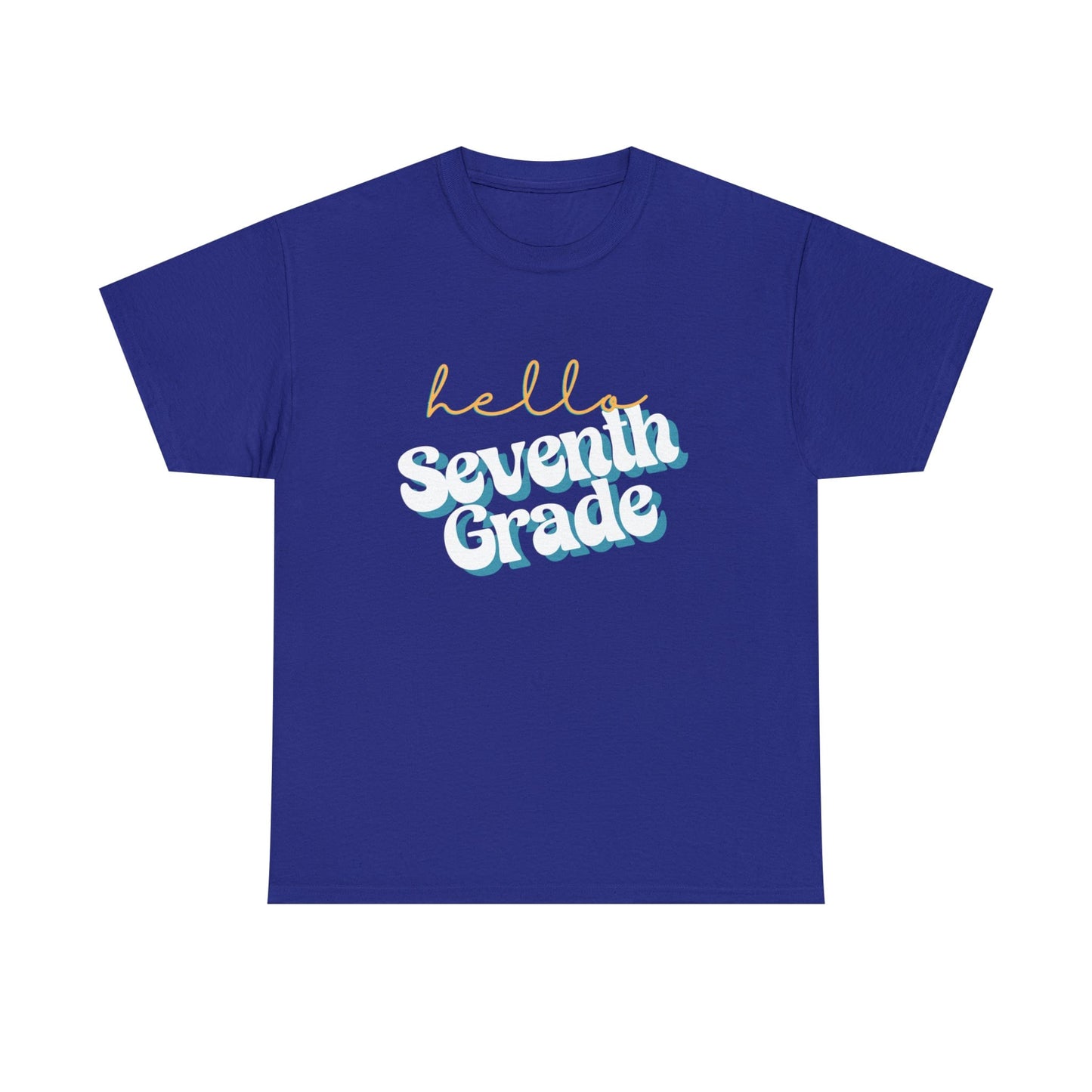 T-Shirt Cobalt / S Hello Seventh Grade | Retro | ADULT Sizes | CottonTee