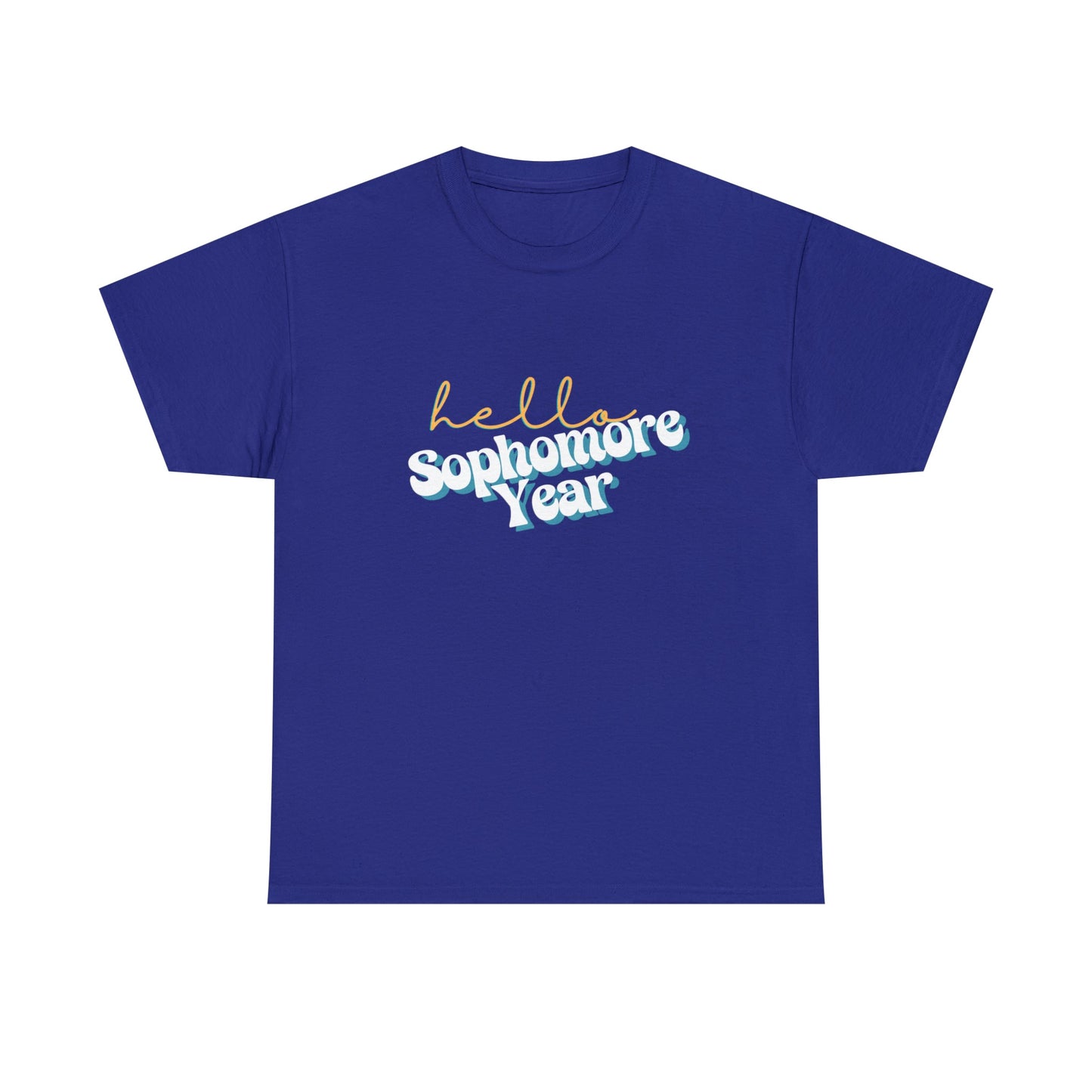 T-Shirt Cobalt / S Hello Sophomore Year | Retro | ADULT Sizes | Cotton Tee