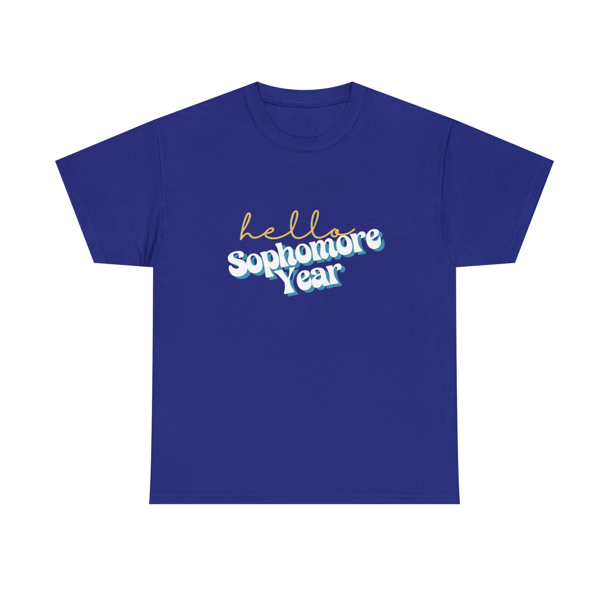 T-Shirt Cobalt / S Hello Sophomore Year | Retro | ADULT Sizes | Cotton Tee