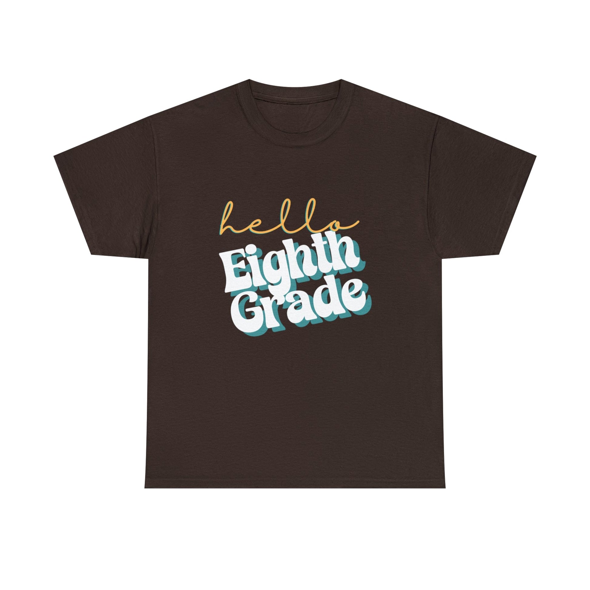 T-Shirt Dark Chocolate / S Hello Eighth Grade | Retro | ADULT Sizes | Cotton Tee