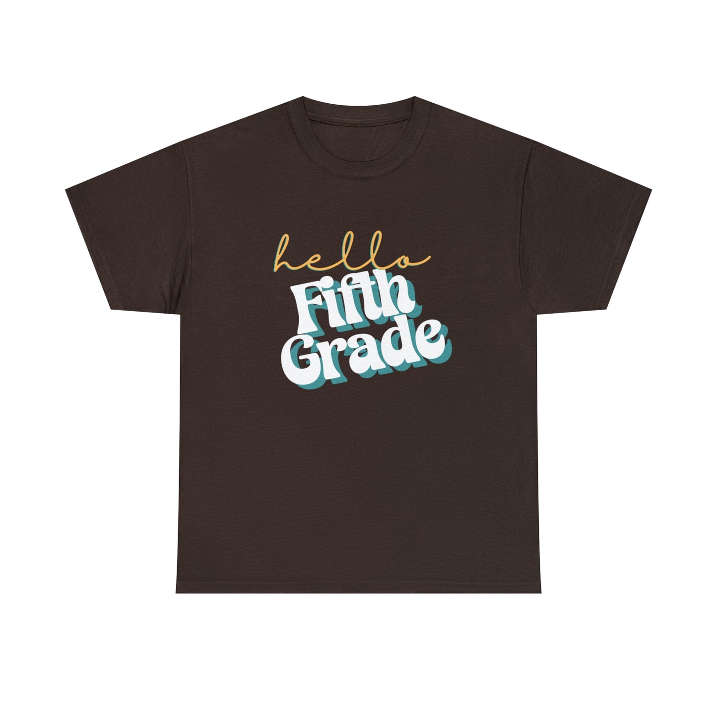 T-Shirt Dark Chocolate / S Hello Fifth Grade | Retro | ADULT Sizes | Cotton Tee