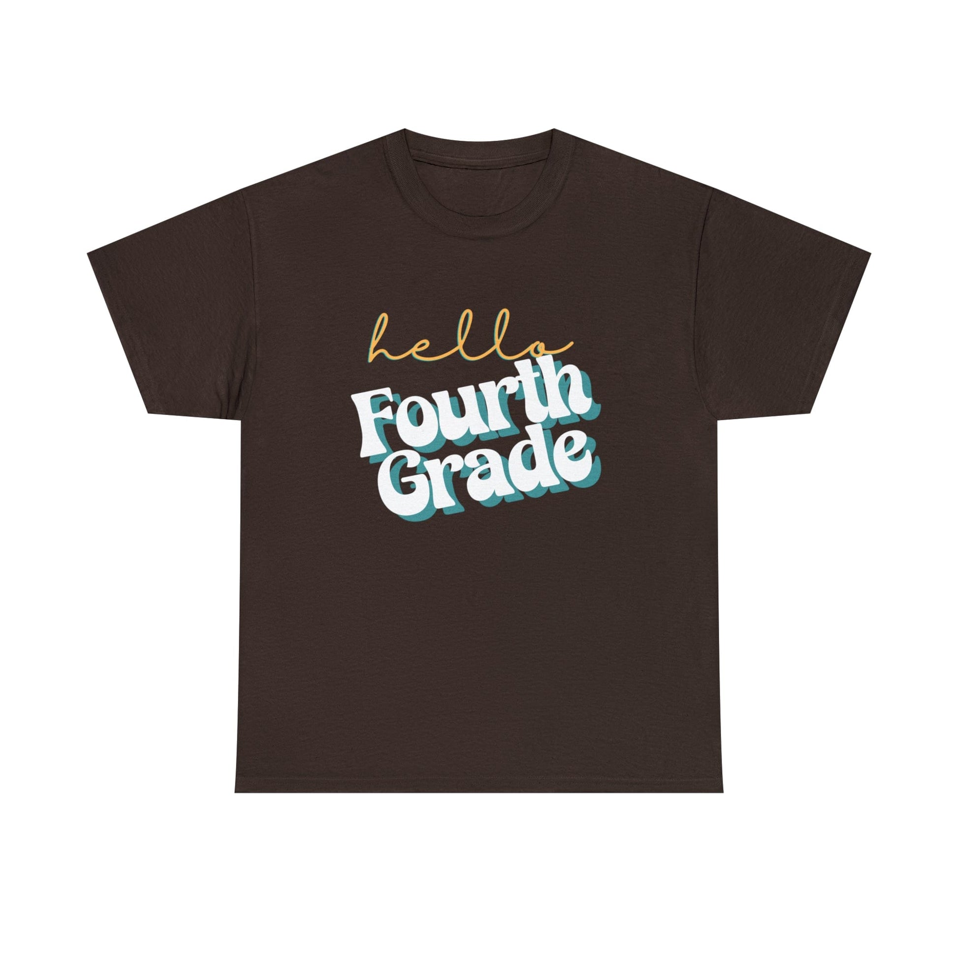 T-Shirt Dark Chocolate / S Hello Fourth Grade | Retro | ADULT Sizes | Cotton Tee