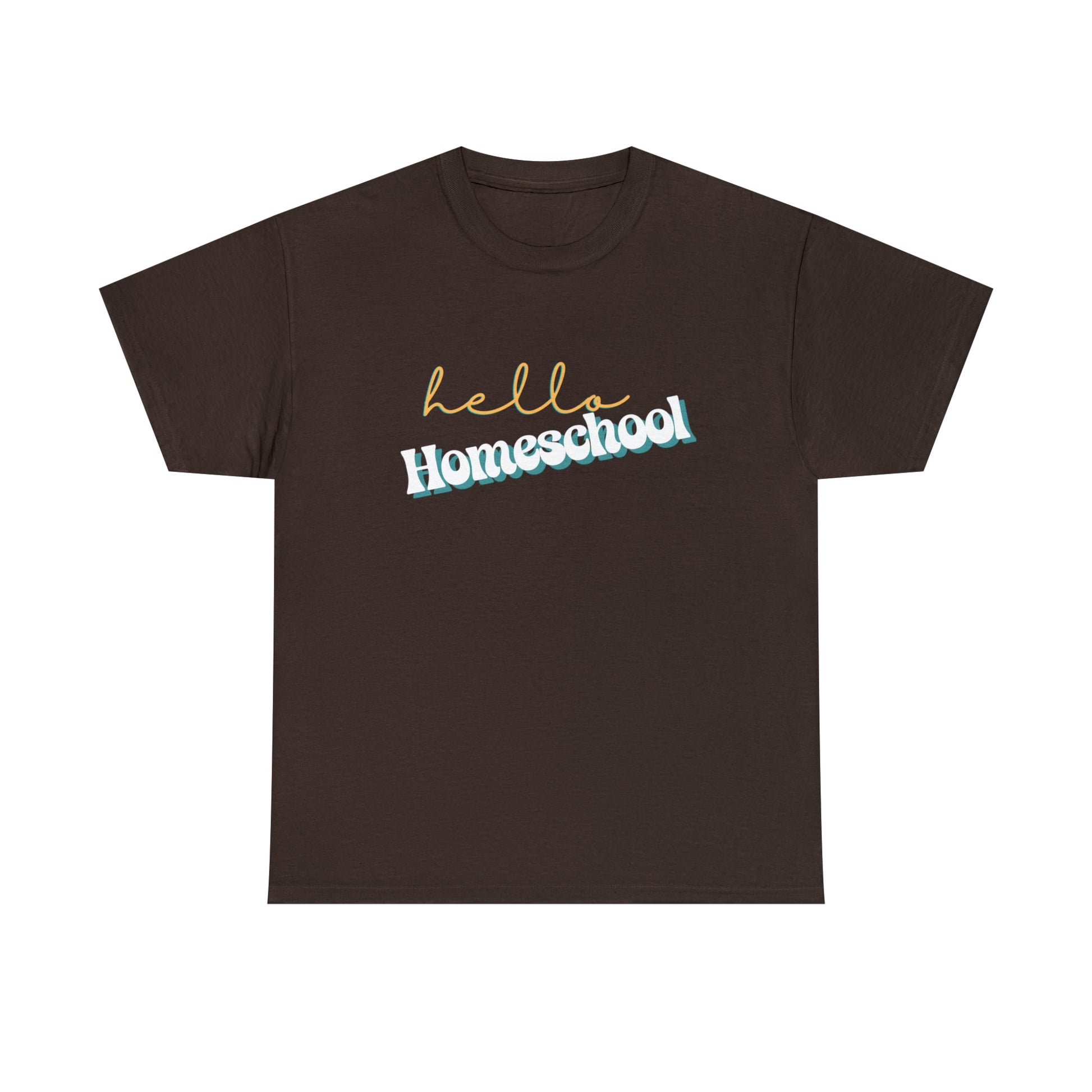 T-Shirt Dark Chocolate / S Hello Homeschool | Retro | ADULT Sizes | Cotton Tee