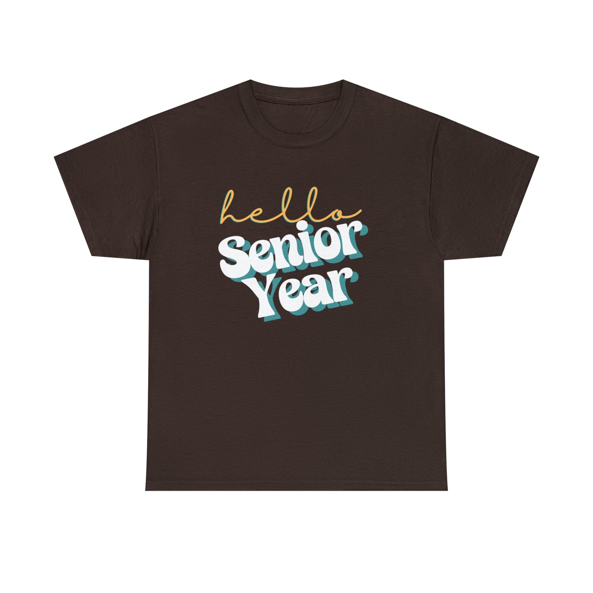 T-Shirt Dark Chocolate / S Hello Senior Year | Retro | ADULT Sizes | Cotton Tee