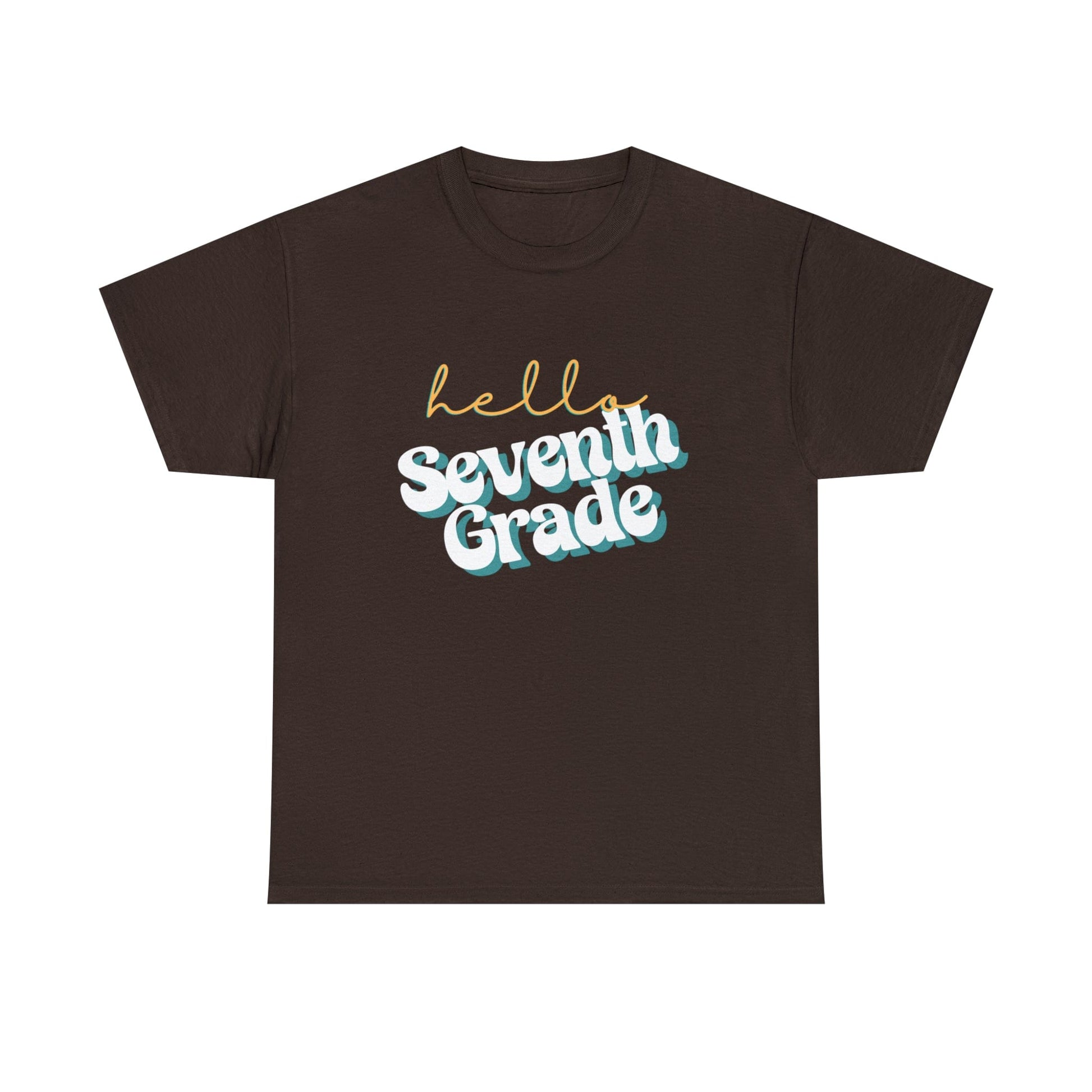 T-Shirt Dark Chocolate / S Hello Seventh Grade | Retro | ADULT Sizes | CottonTee