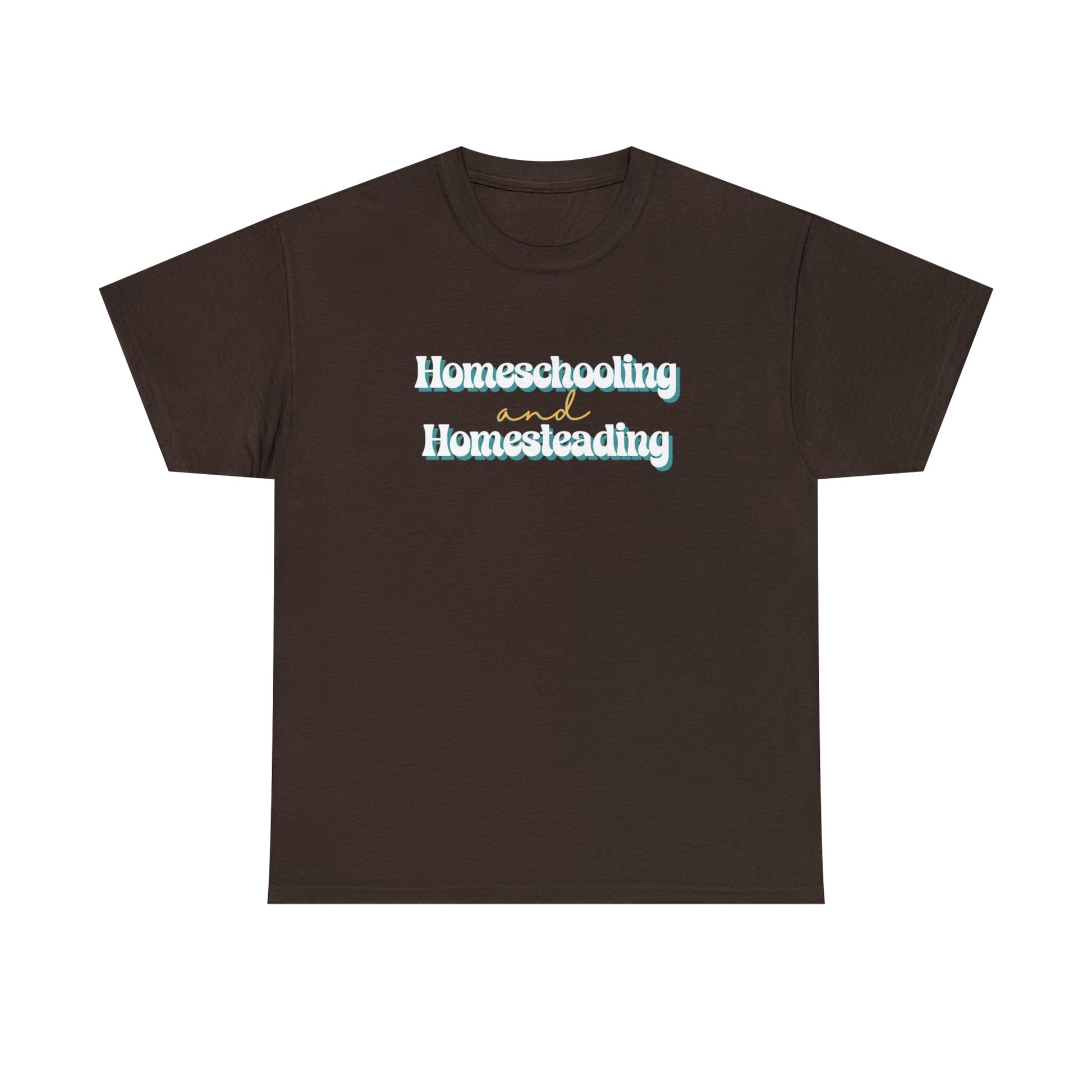 Printify T-Shirt Dark Chocolate / S Homeschooling and Homesteading | Retro | Cotton Tee