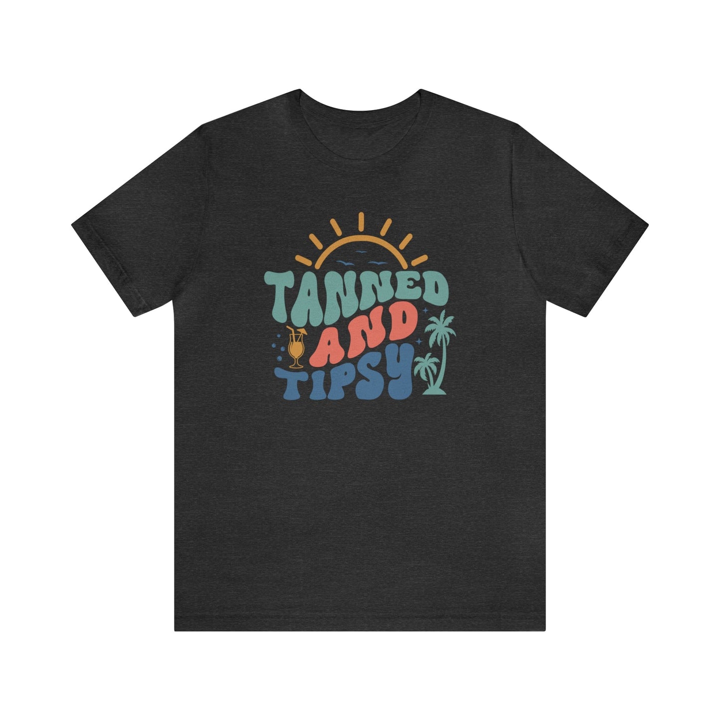 T-Shirt Dark Grey Heather / S Tanned and Tipsy | Vacation | Summer | Jersey Short Sleeve Tee