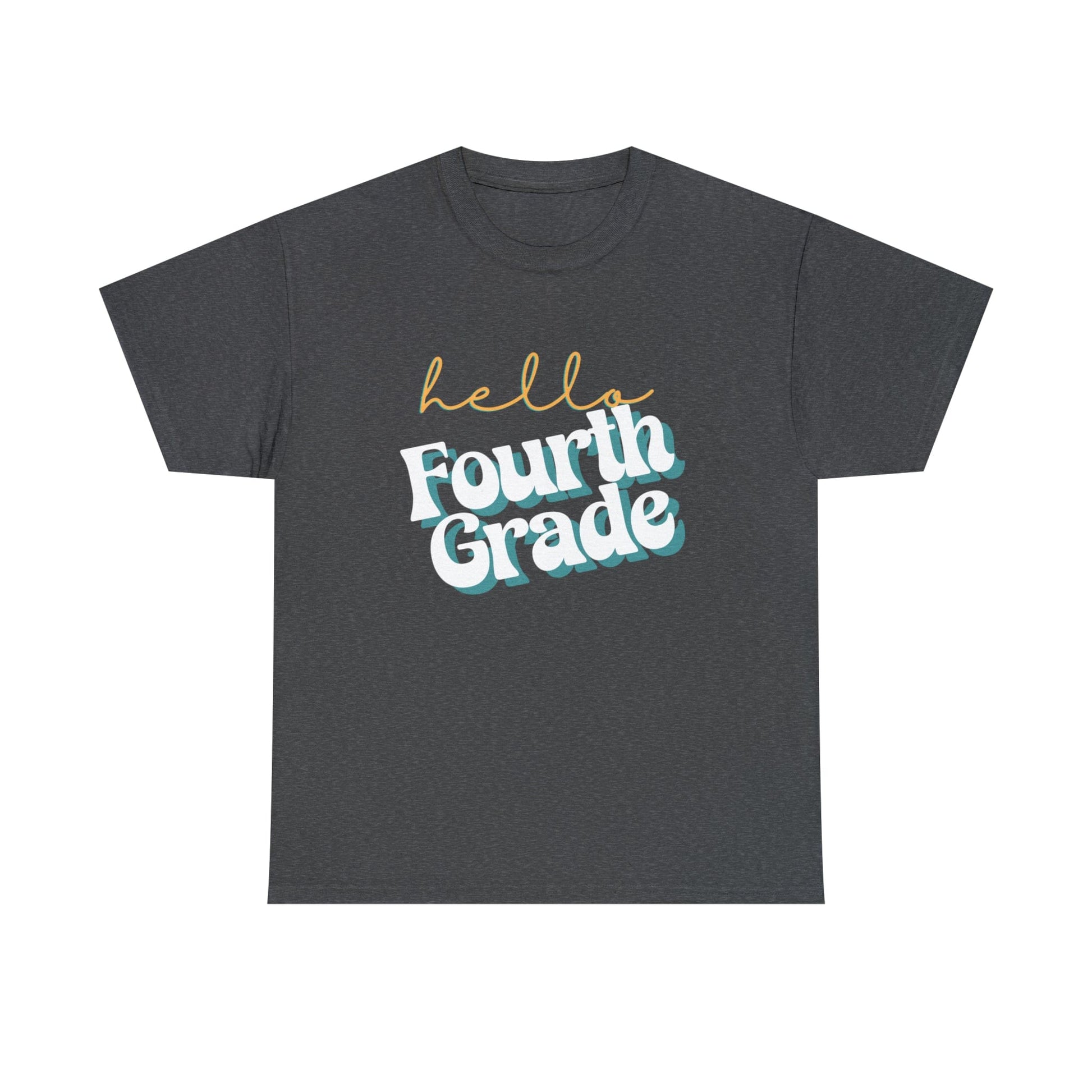 T-Shirt Dark Heather / S Hello Fourth Grade | Retro | ADULT Sizes | Cotton Tee