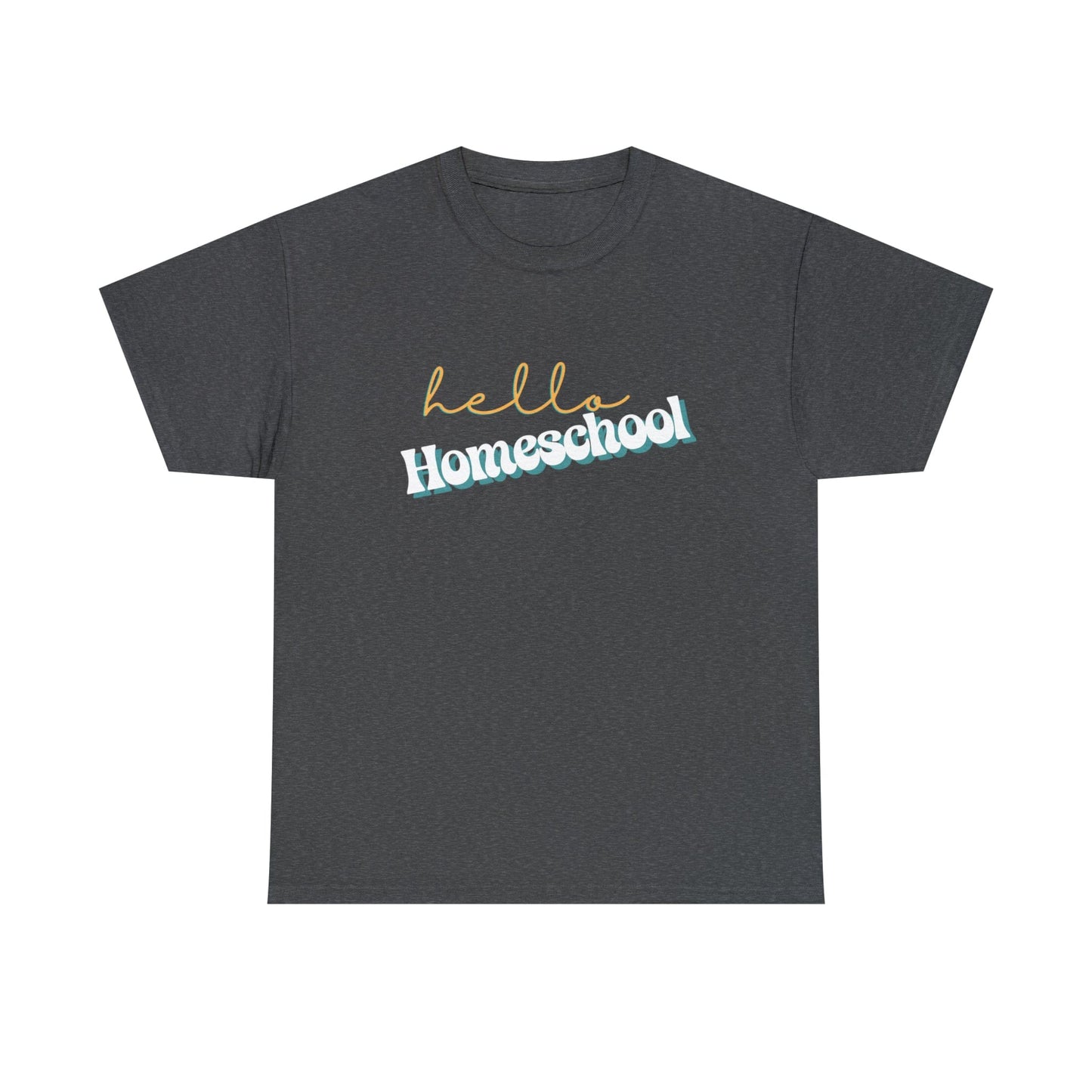 T-Shirt Dark Heather / S Hello Homeschool | Retro | ADULT Sizes | Cotton Tee