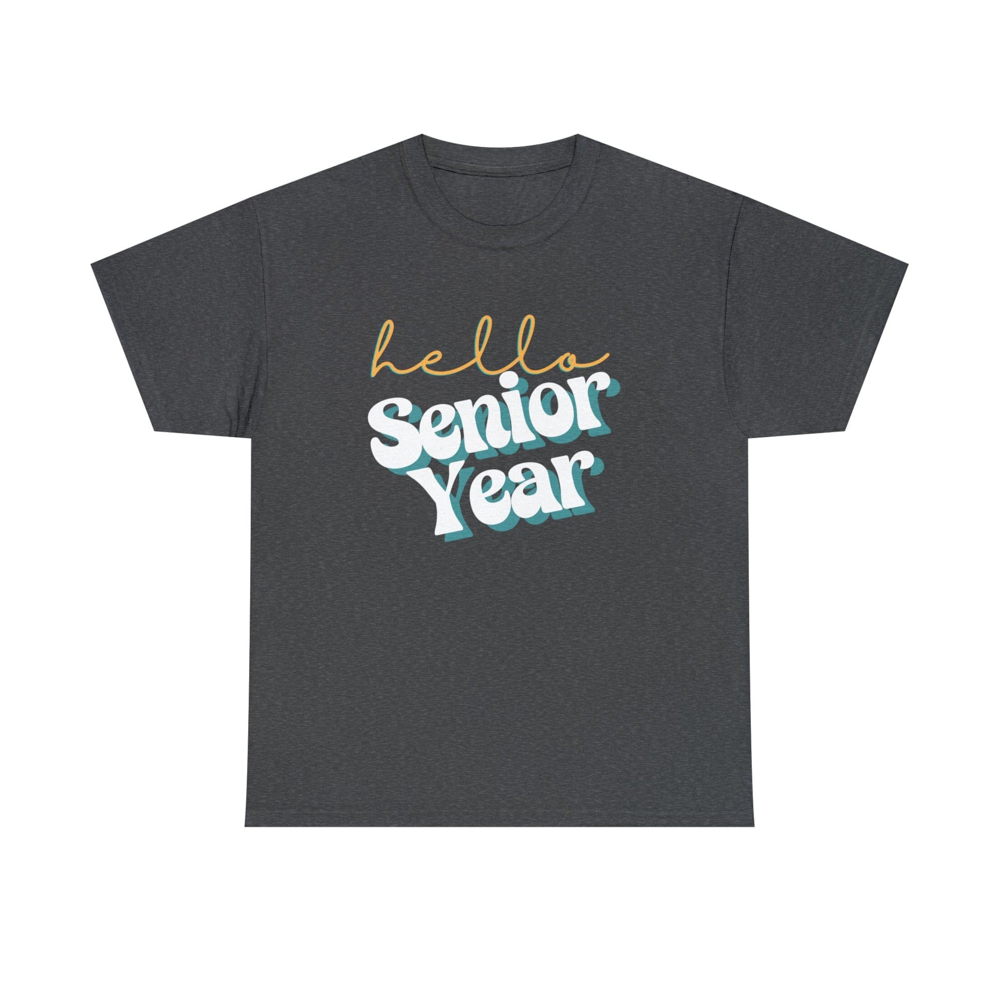 T-Shirt Dark Heather / S Hello Senior Year | Retro | ADULT Sizes | Cotton Tee